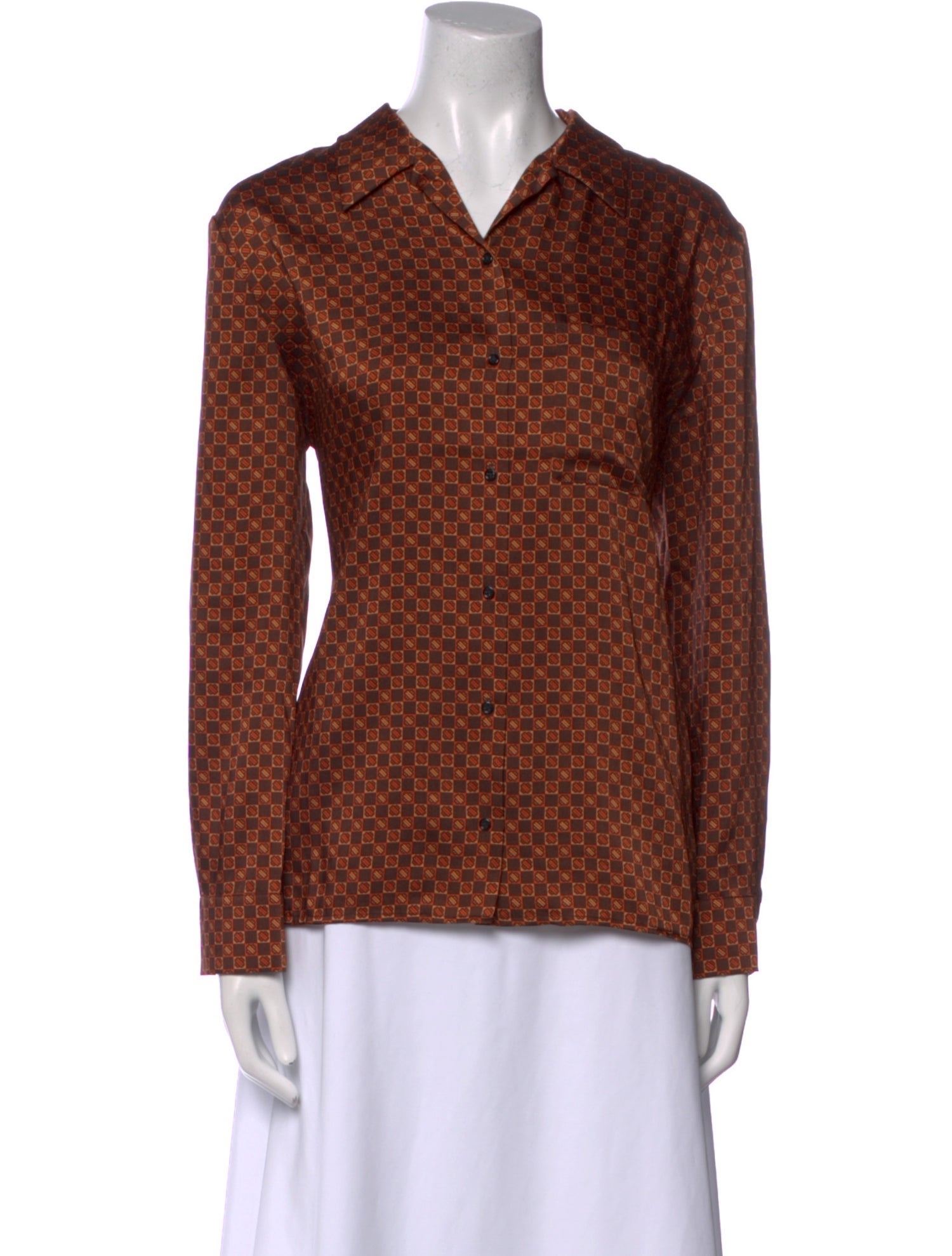 Maje Printed Long Sleeve Button-Up Top