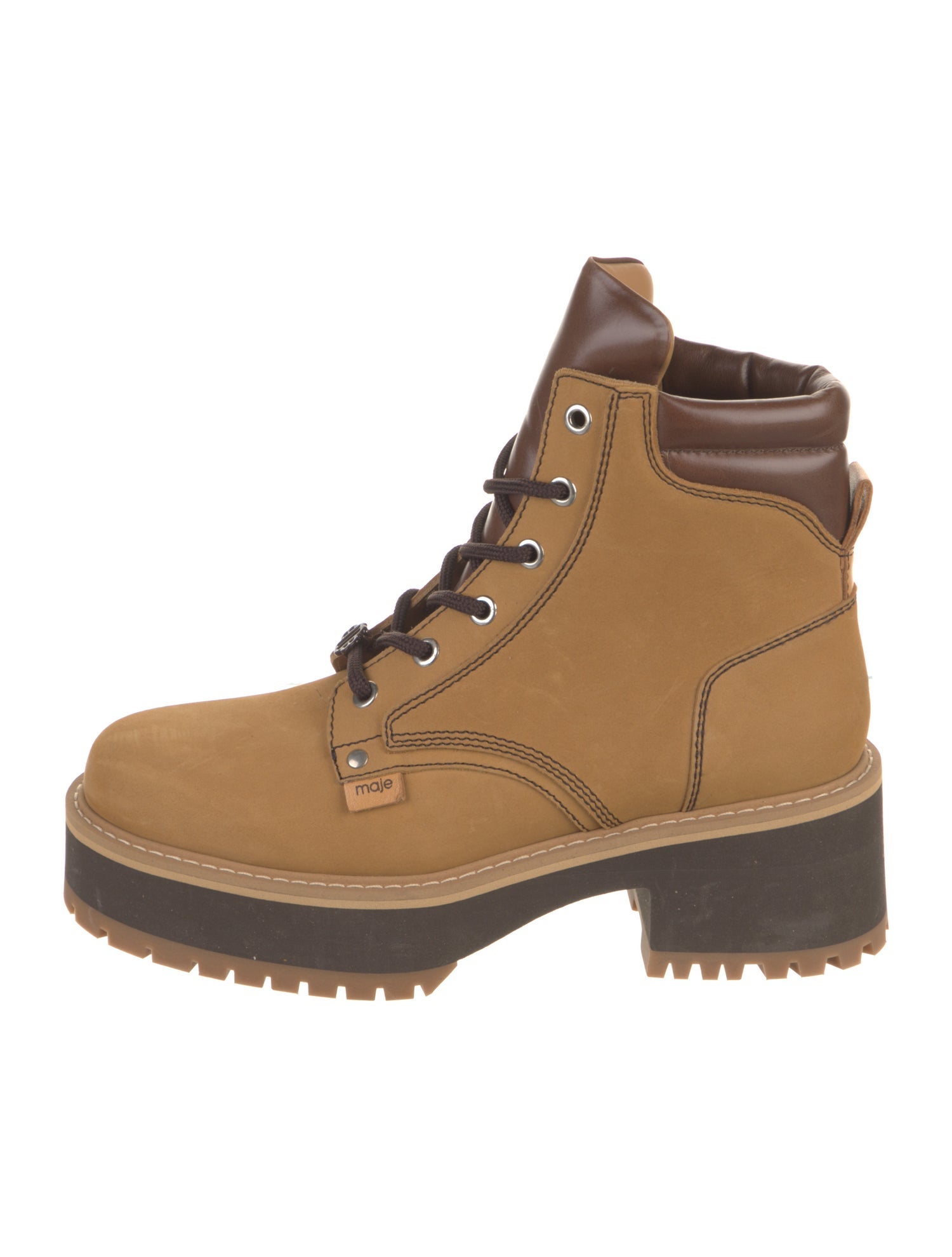 Maje Leather Combat Boots