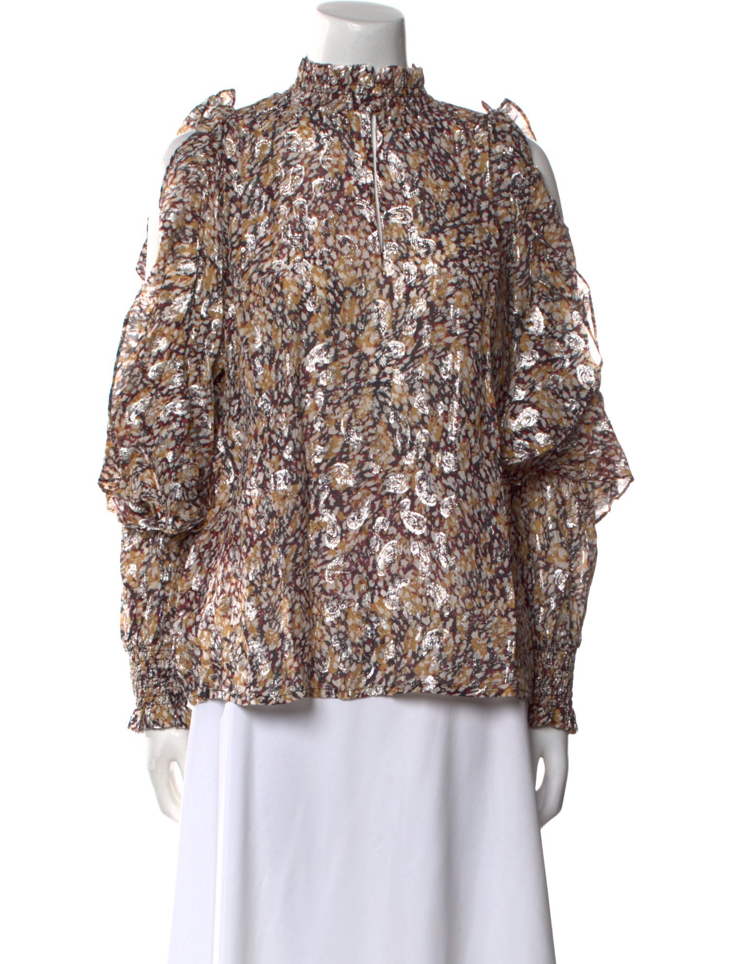 Maje Floral Print Mock Neck Blouse w/ Tags