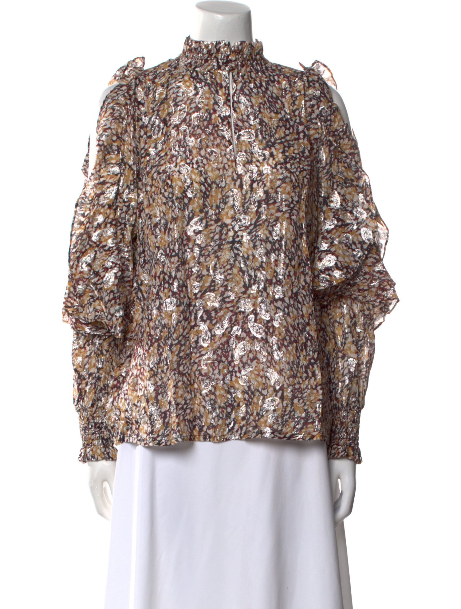 Maje Floral Print Mock Neck Blouse w/ Tags