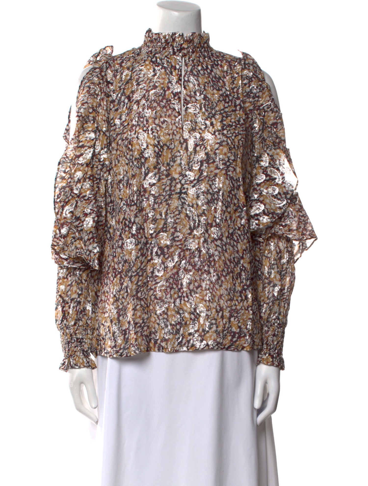 Maje Floral Print Mock Neck Blouse w/ Tags