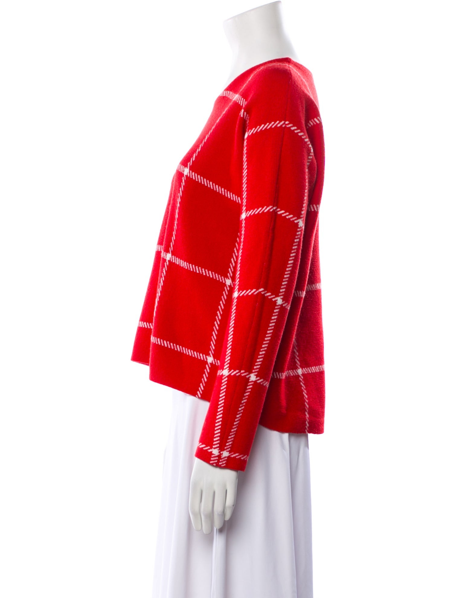 Maje Plaid Print Scoop Neck Sweater