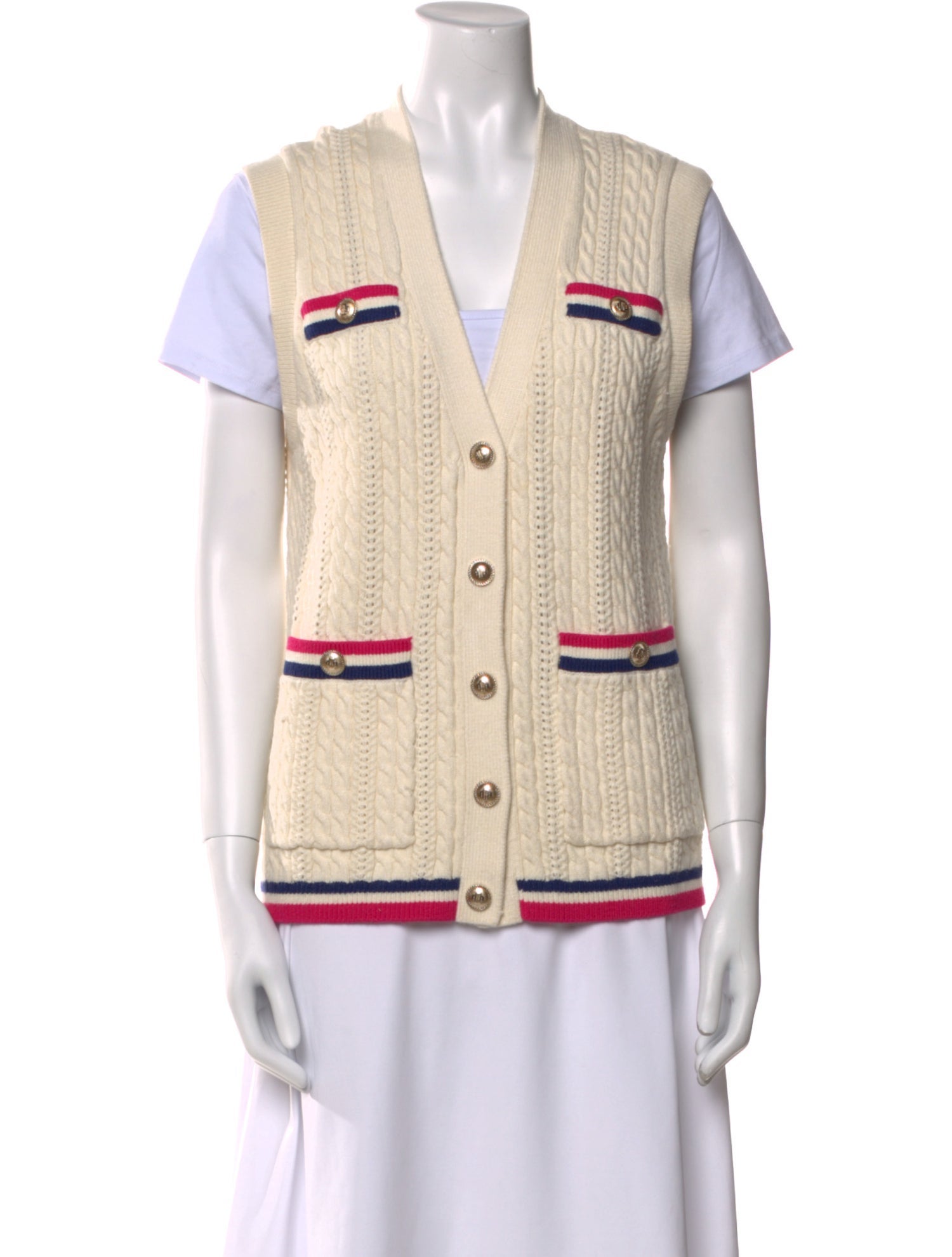 Maje Striped V-Neck Sweater