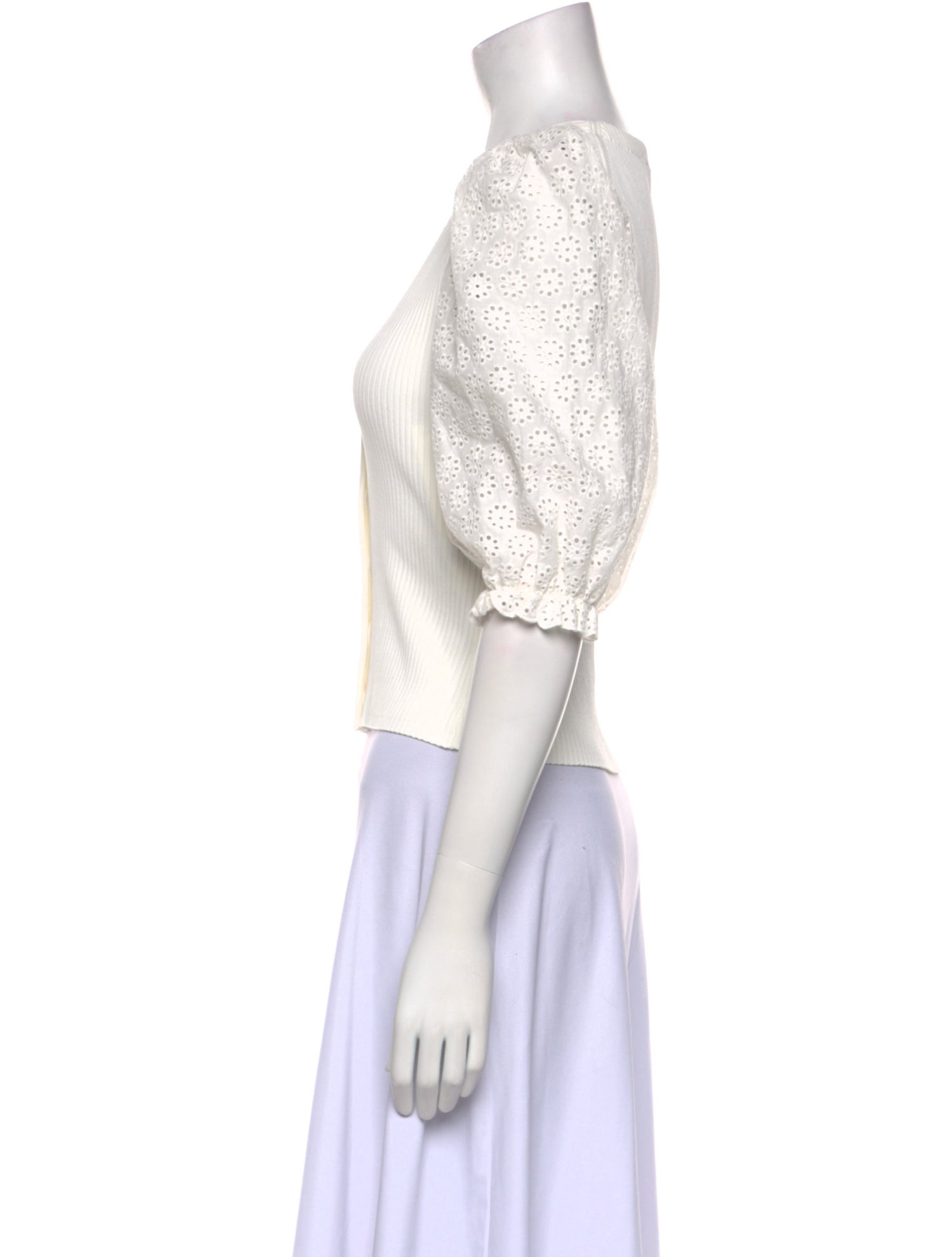 Maje V-Neck Three-Quarter Sleeve Crop Top