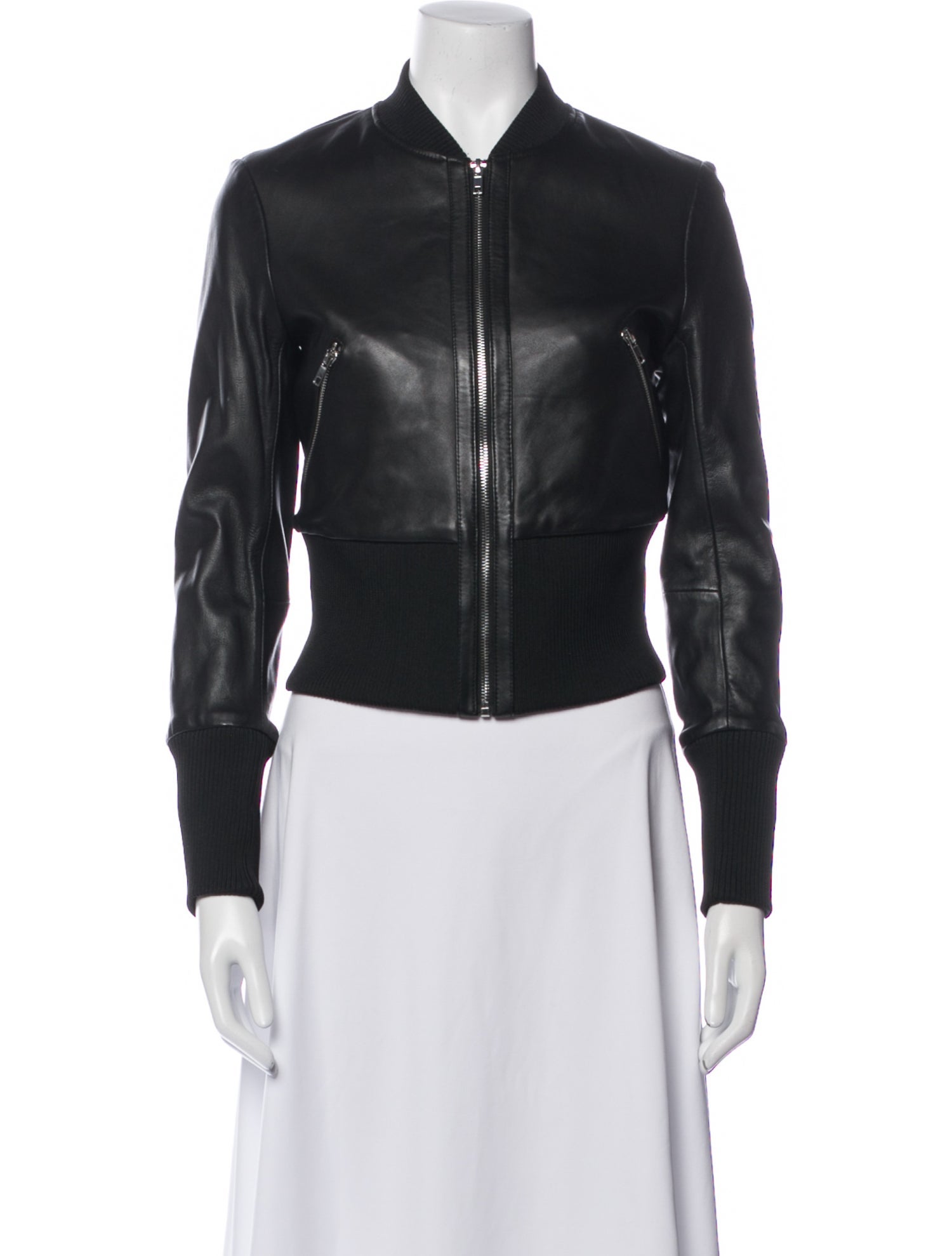 Maje Lamb Leather Bomber Jacket