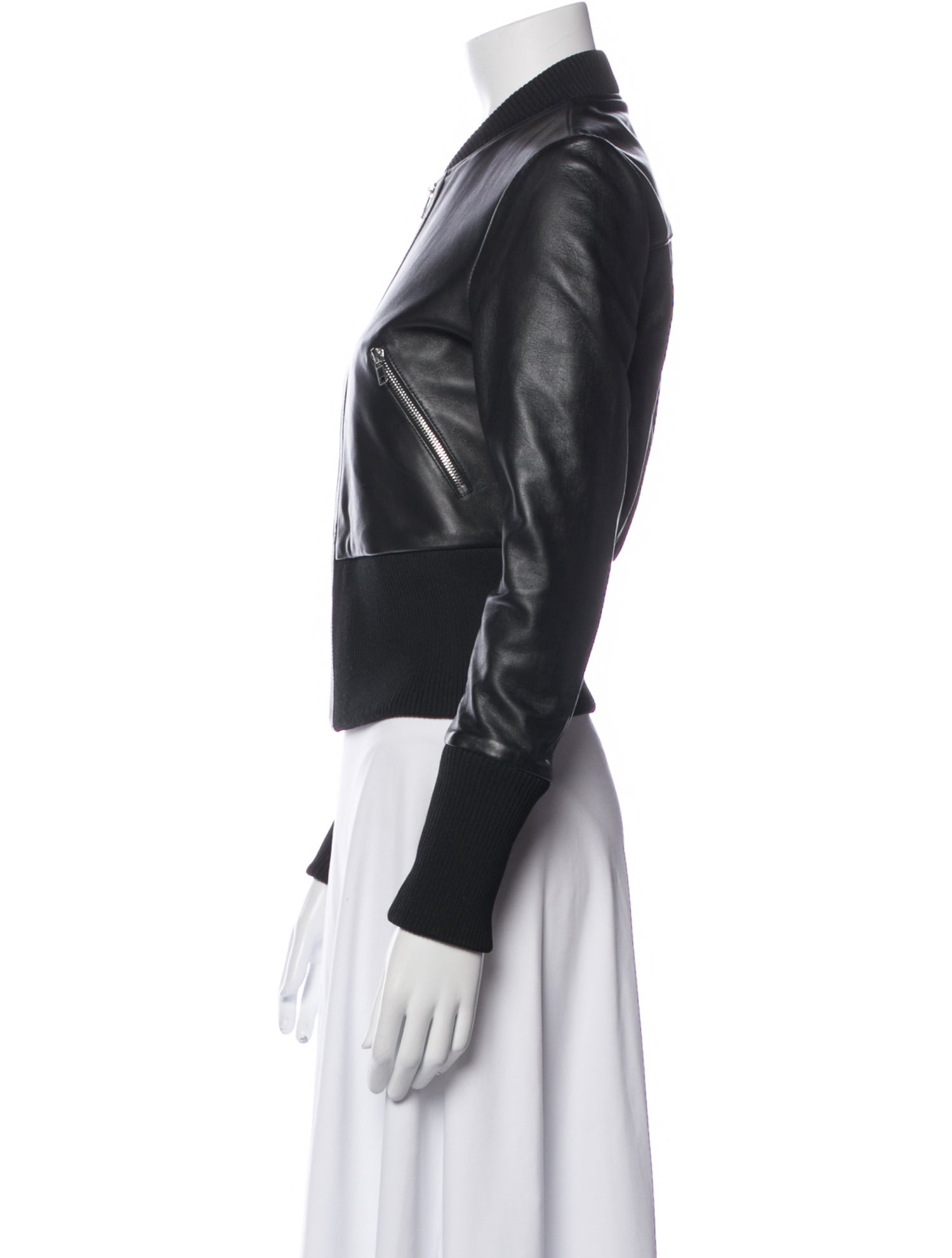 Maje Lamb Leather Bomber Jacket