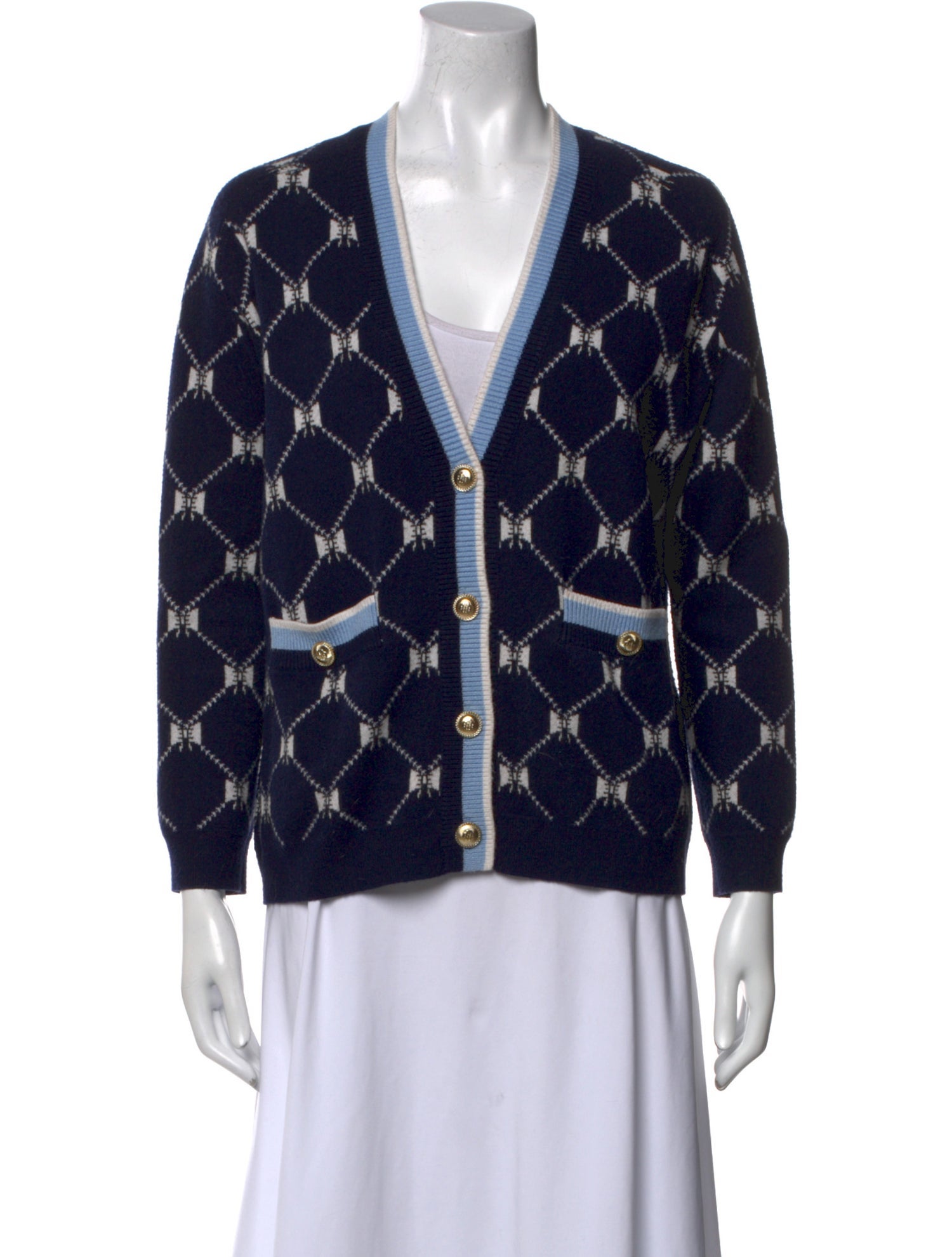 Maje Printed V-Neck Sweater