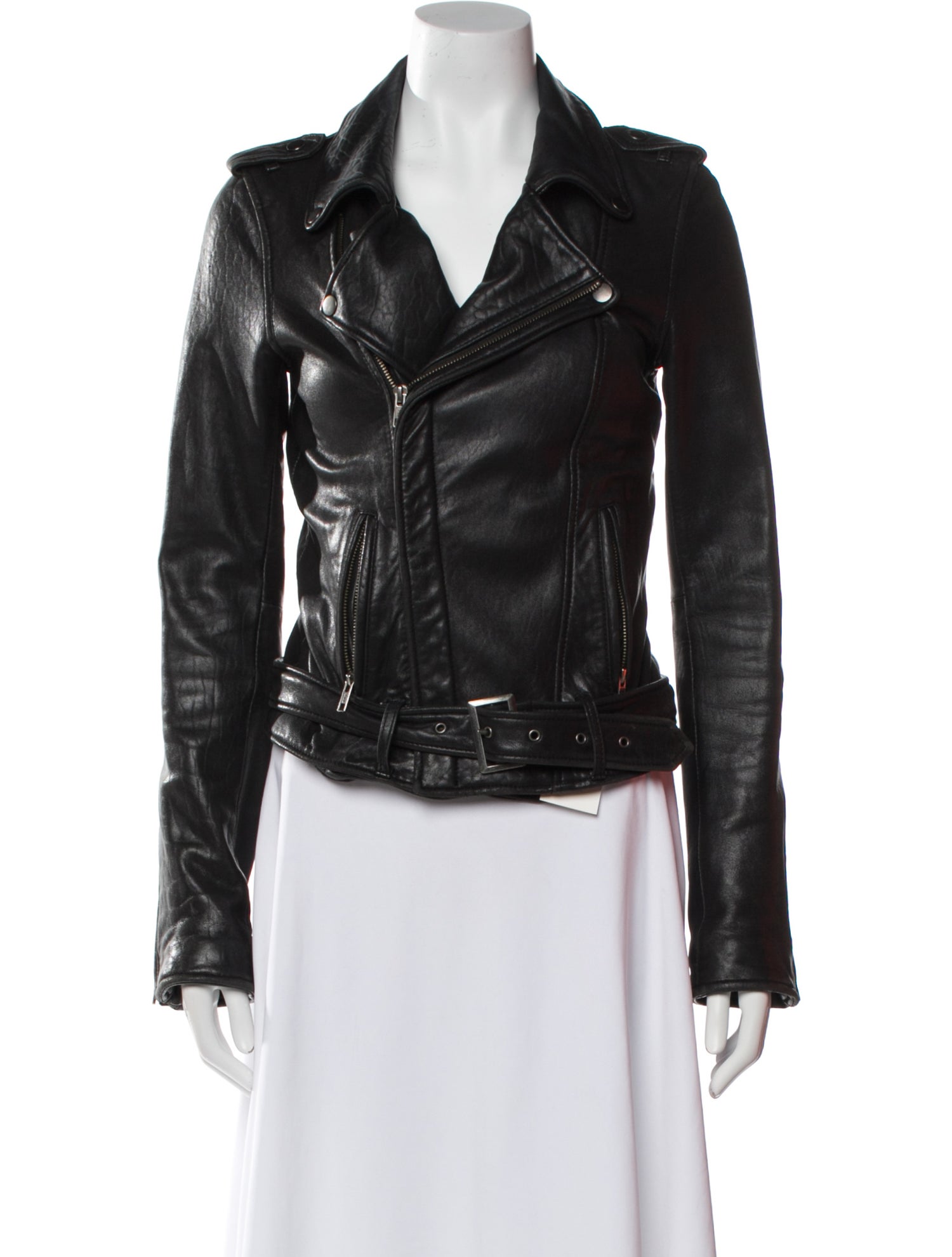 Maje Lamb Leather Biker Jacket