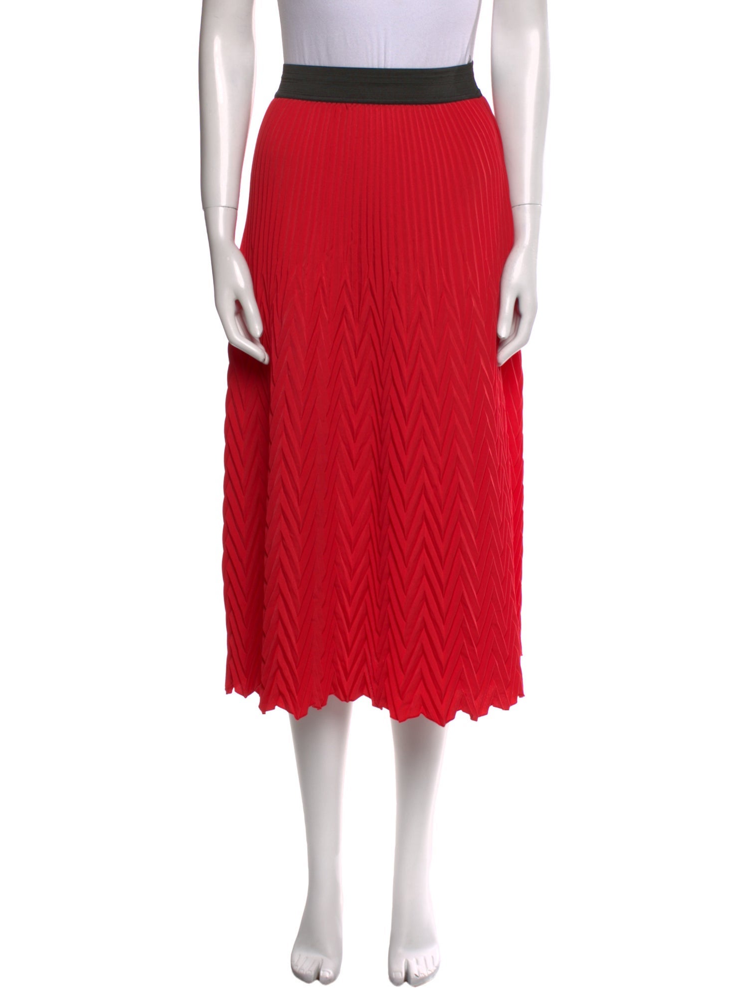 Maje Pleated Accents Midi Length Skirt