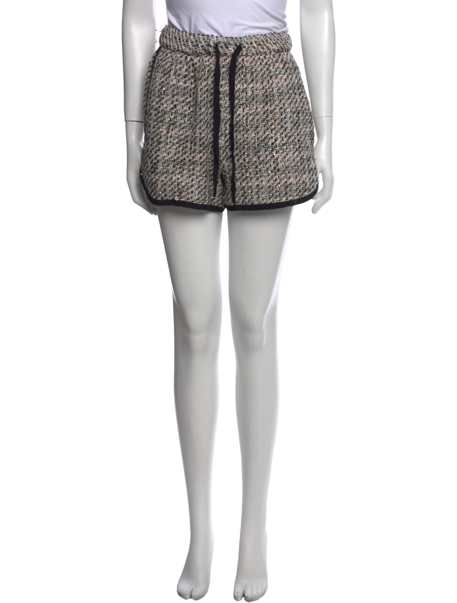 Maje Tweed Pattern Mini Shorts