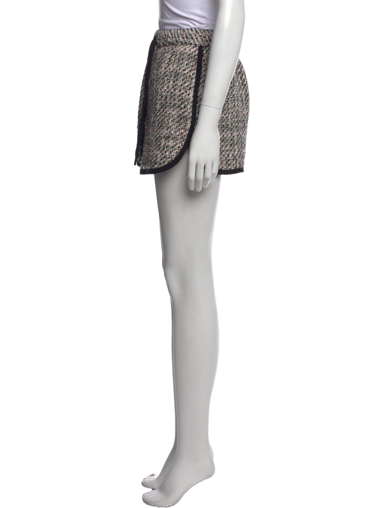 Maje Tweed Pattern Mini Shorts