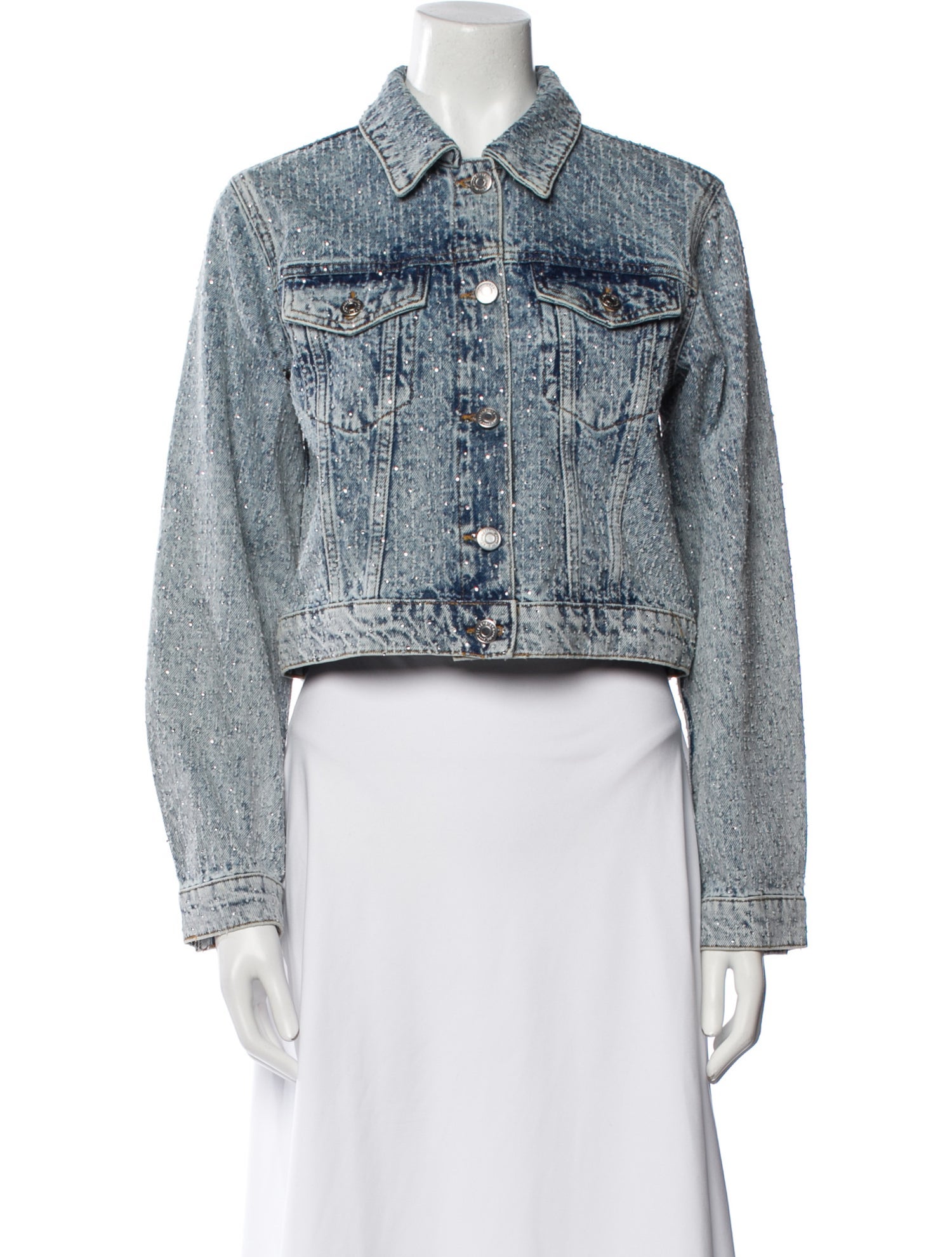 Maje Tweed Pattern Denim Jacket