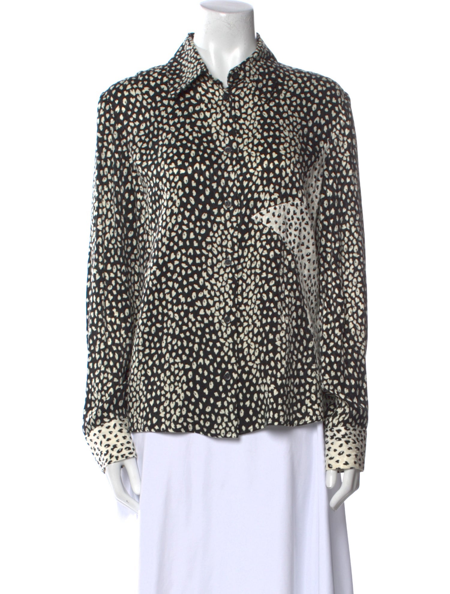 Maje Animal Print Long Sleeve Button-Up Top