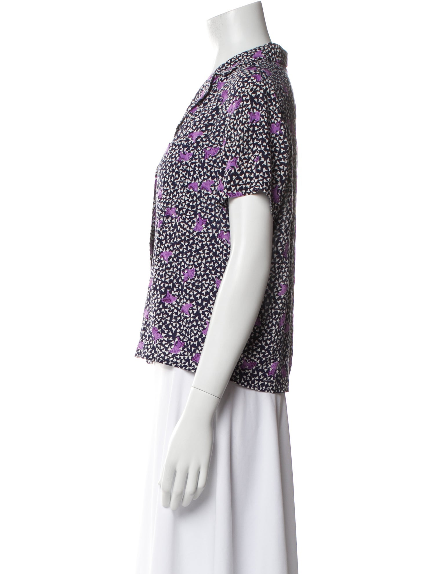 Maje Floral Print V-Neck Button-Up Top