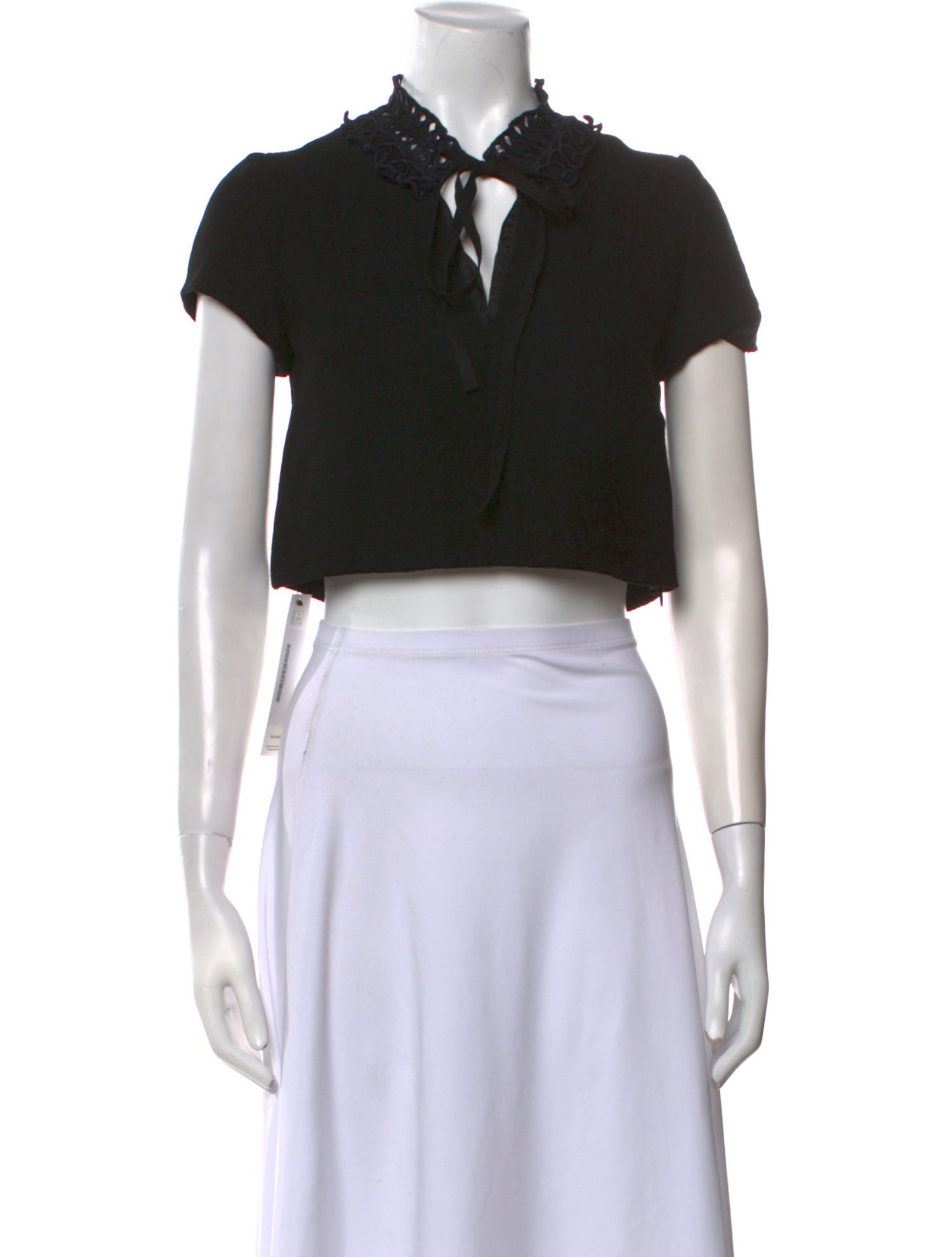 Maje V-Neck Short Sleeve Crop Top