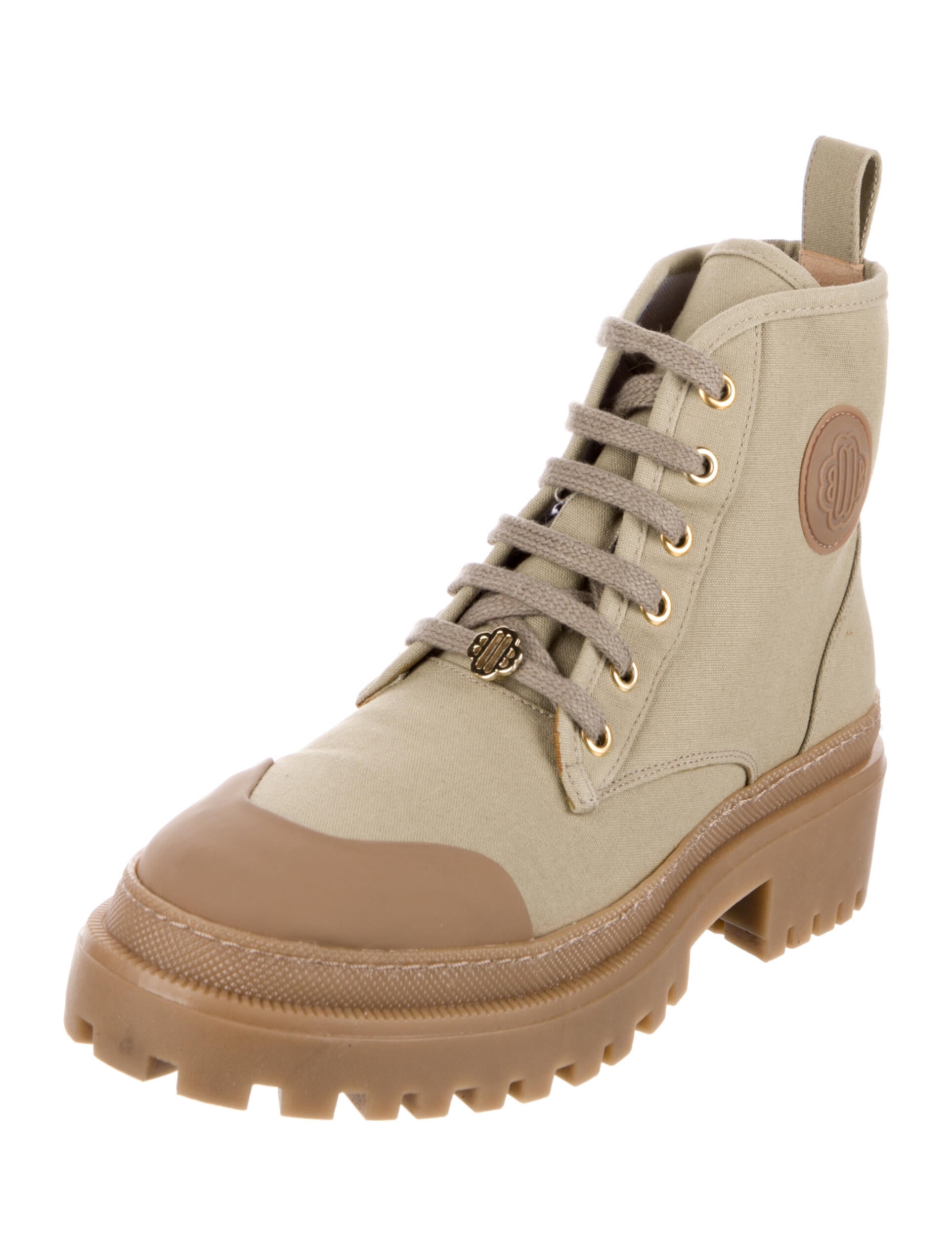 Maje Suede Colorblock Pattern Combat Boots