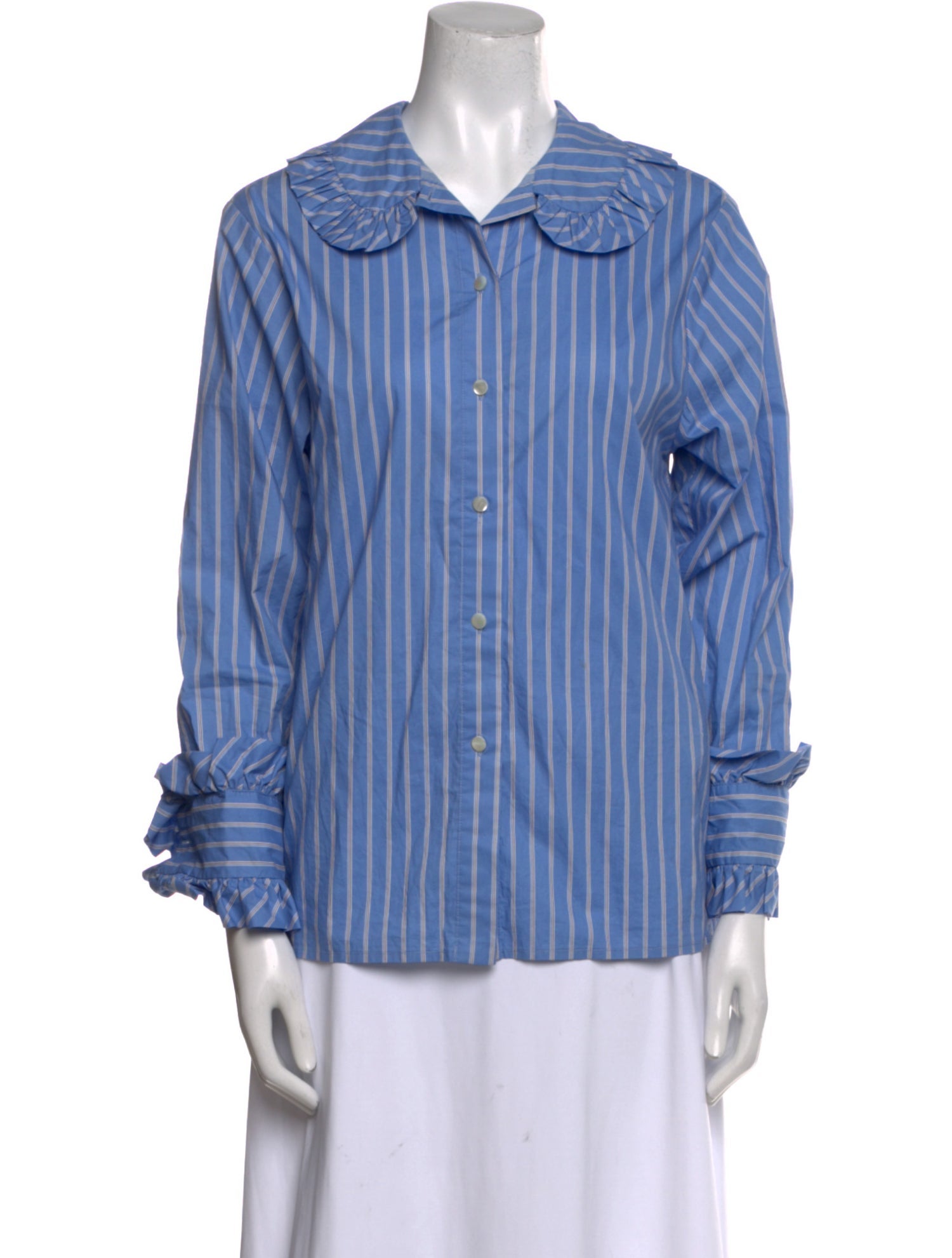 Maje Striped Long Sleeve Button-Up Top