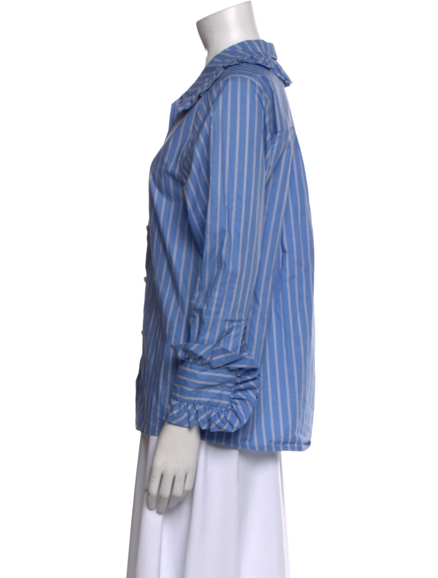 Maje Striped Long Sleeve Button-Up Top