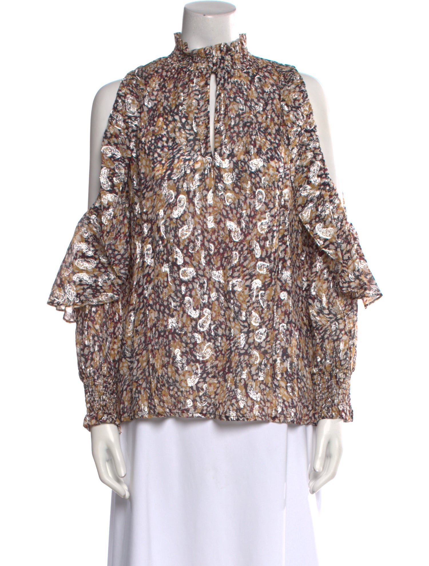 Maje Floral Print Mock Neck Blouse w/ Tags