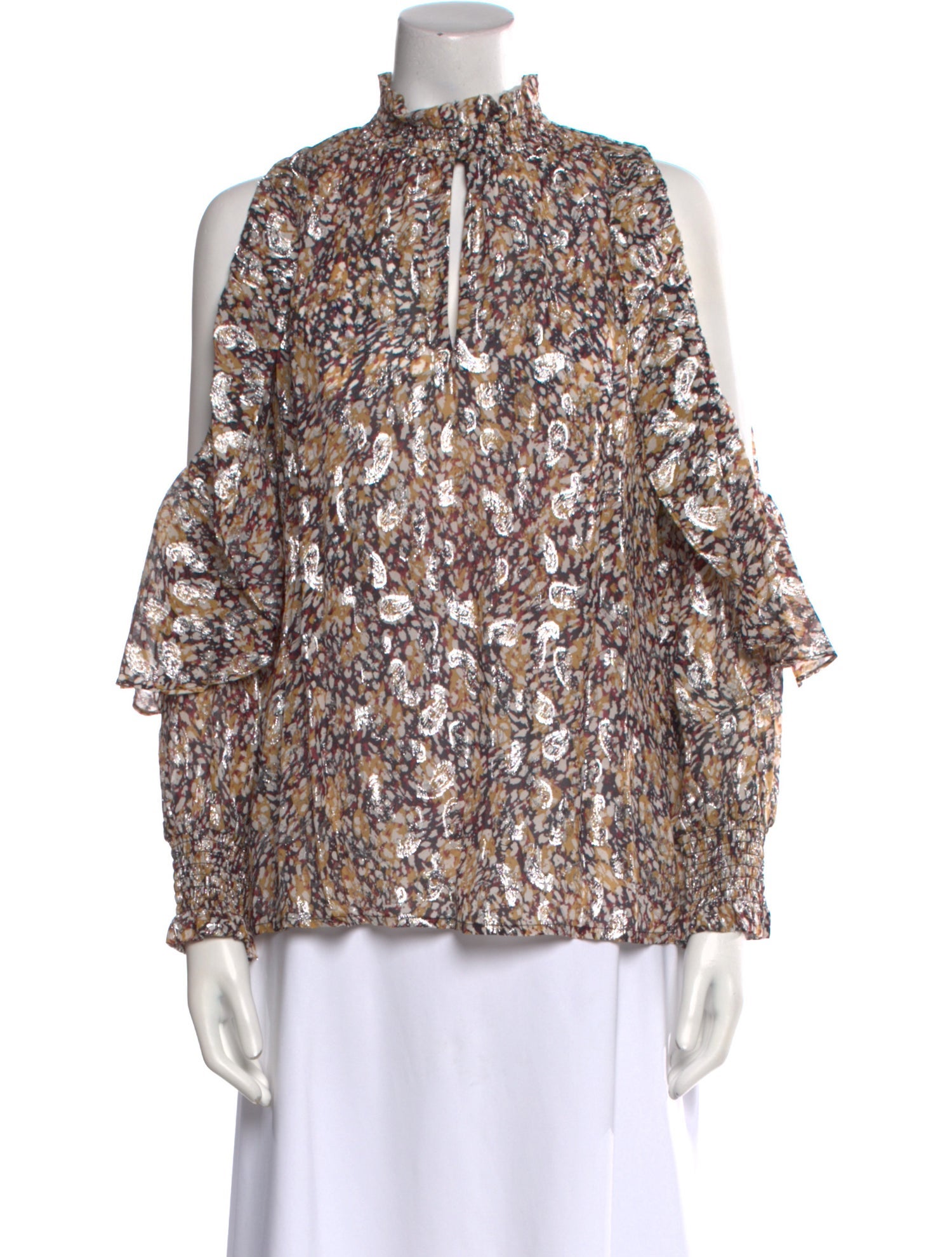 Maje Floral Print Mock Neck Blouse w/ Tags