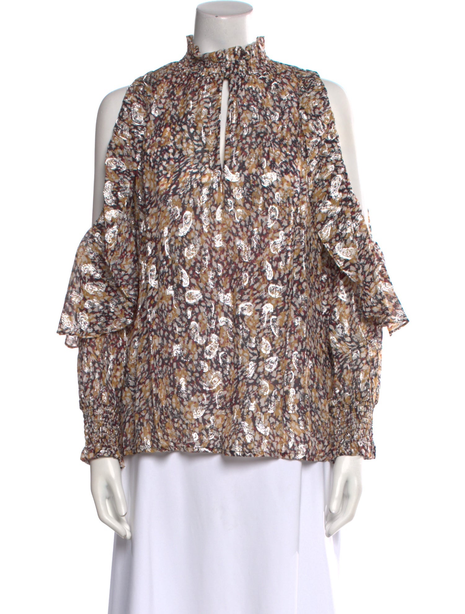 Maje Floral Print Mock Neck Blouse w/ Tags