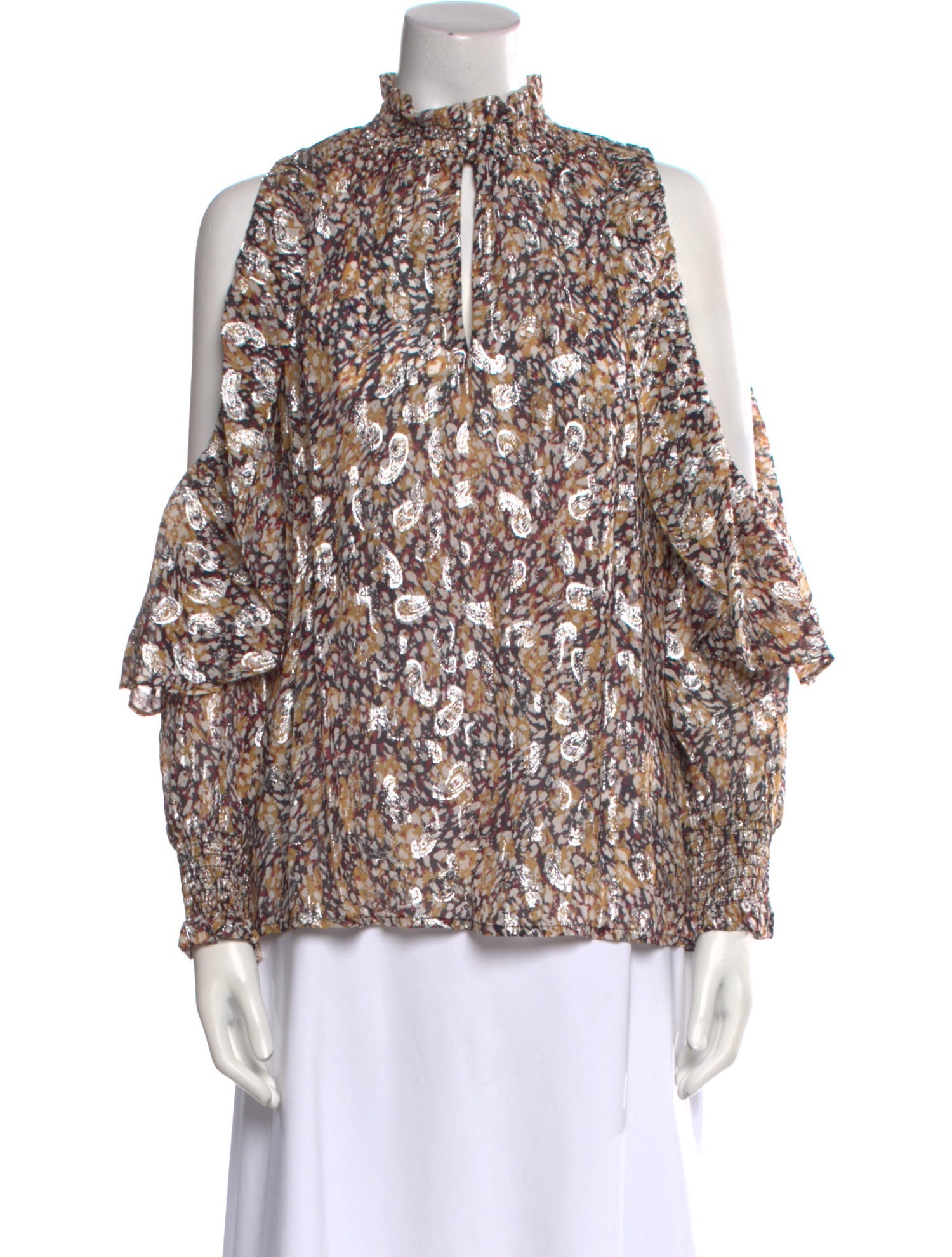 Maje Floral Print Mock Neck Blouse w/ Tags