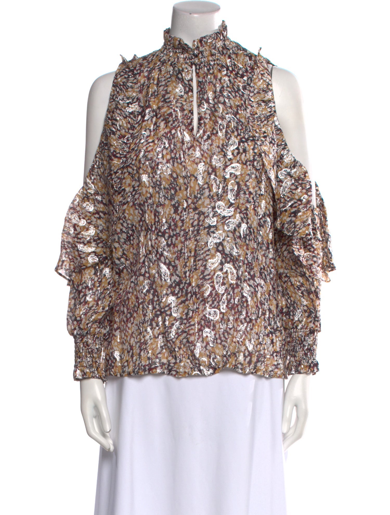 Maje Paisley Print Mock Neck Blouse w/ Tags
