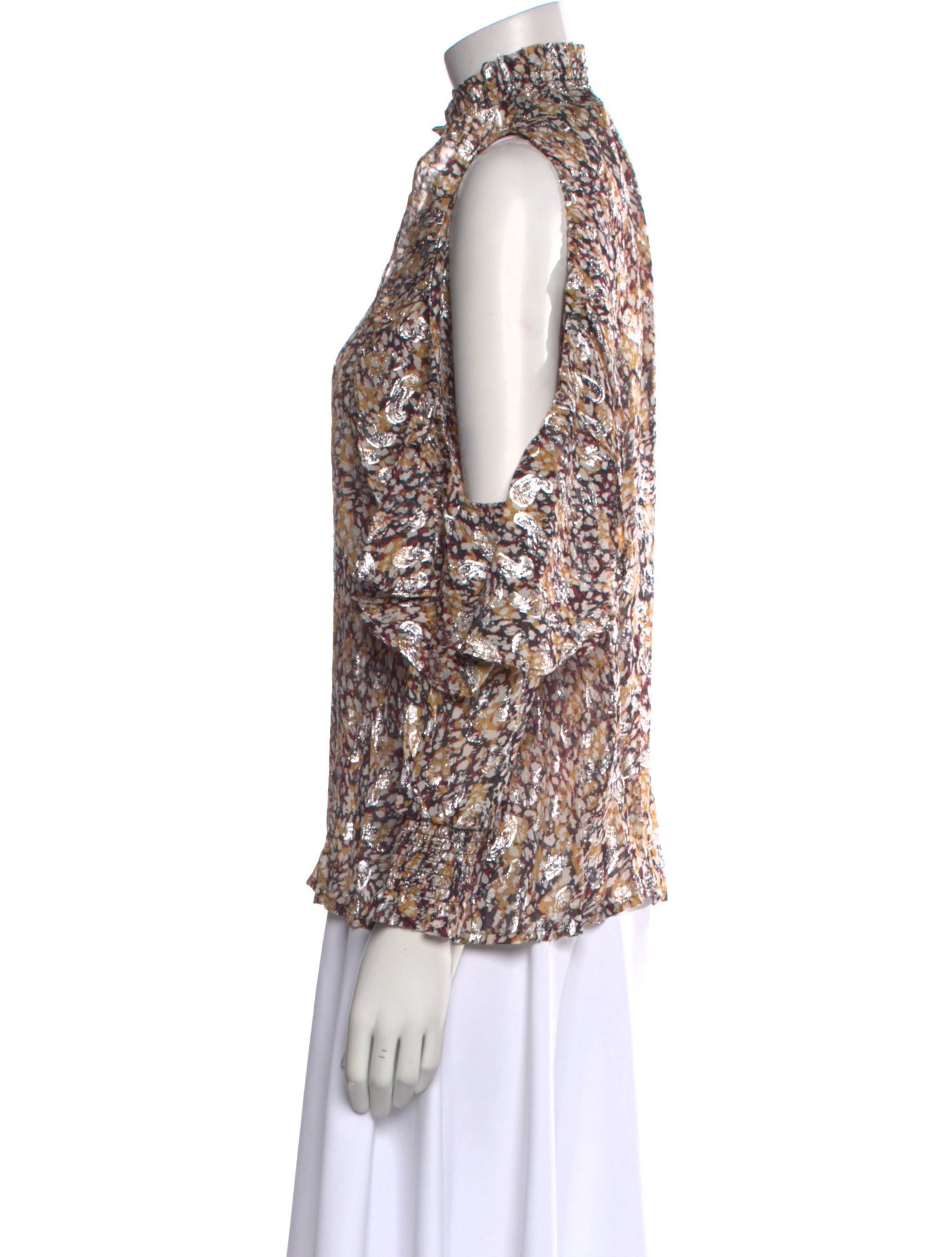 Maje Paisley Print Mock Neck Blouse w/ Tags