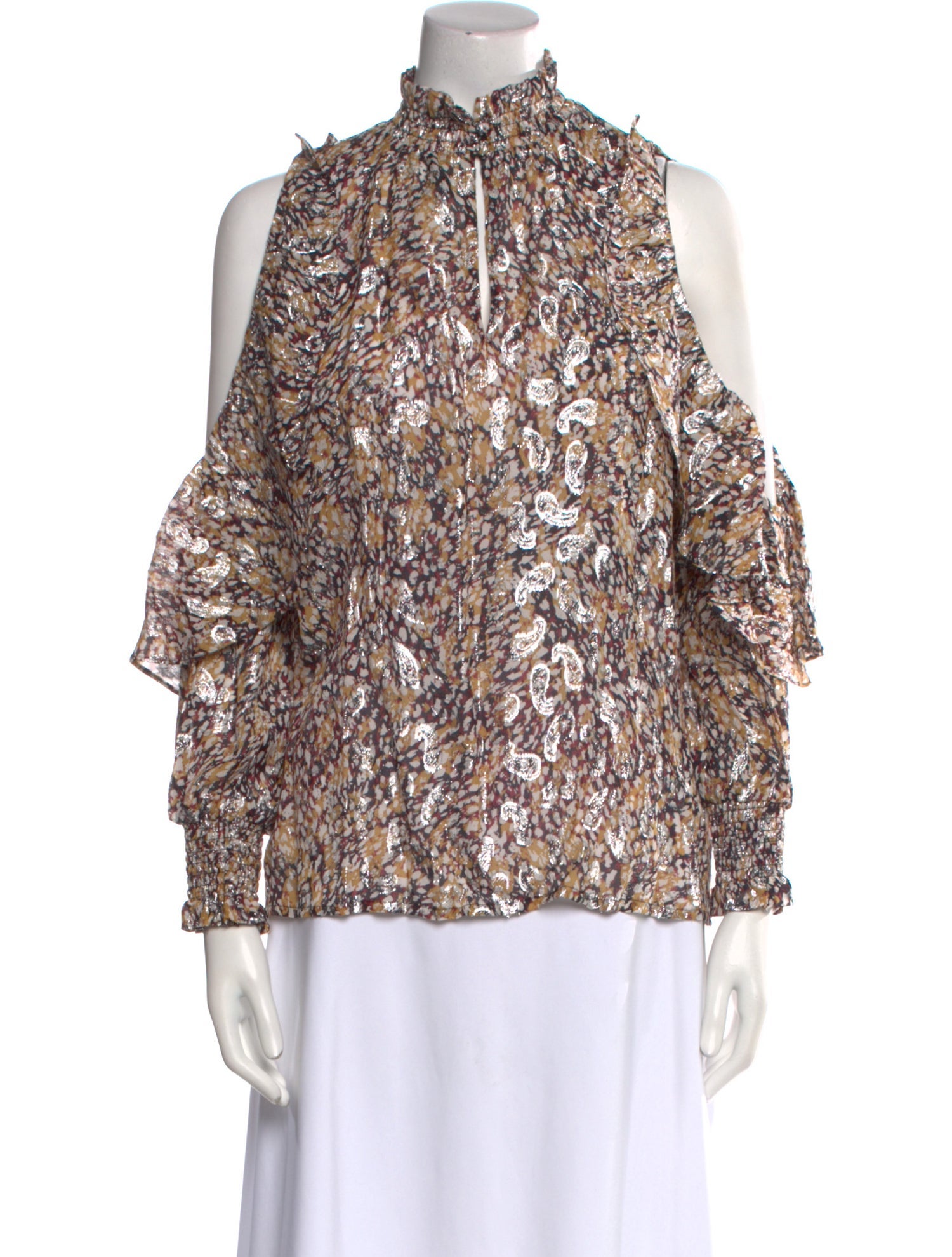Maje Paisley Print Mock Neck Blouse w/ Tags