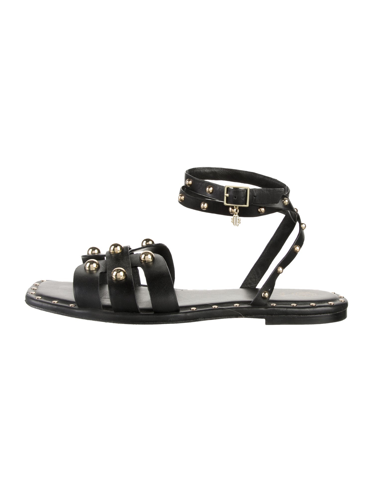 Maje Leather Floral Print Gladiator Sandals