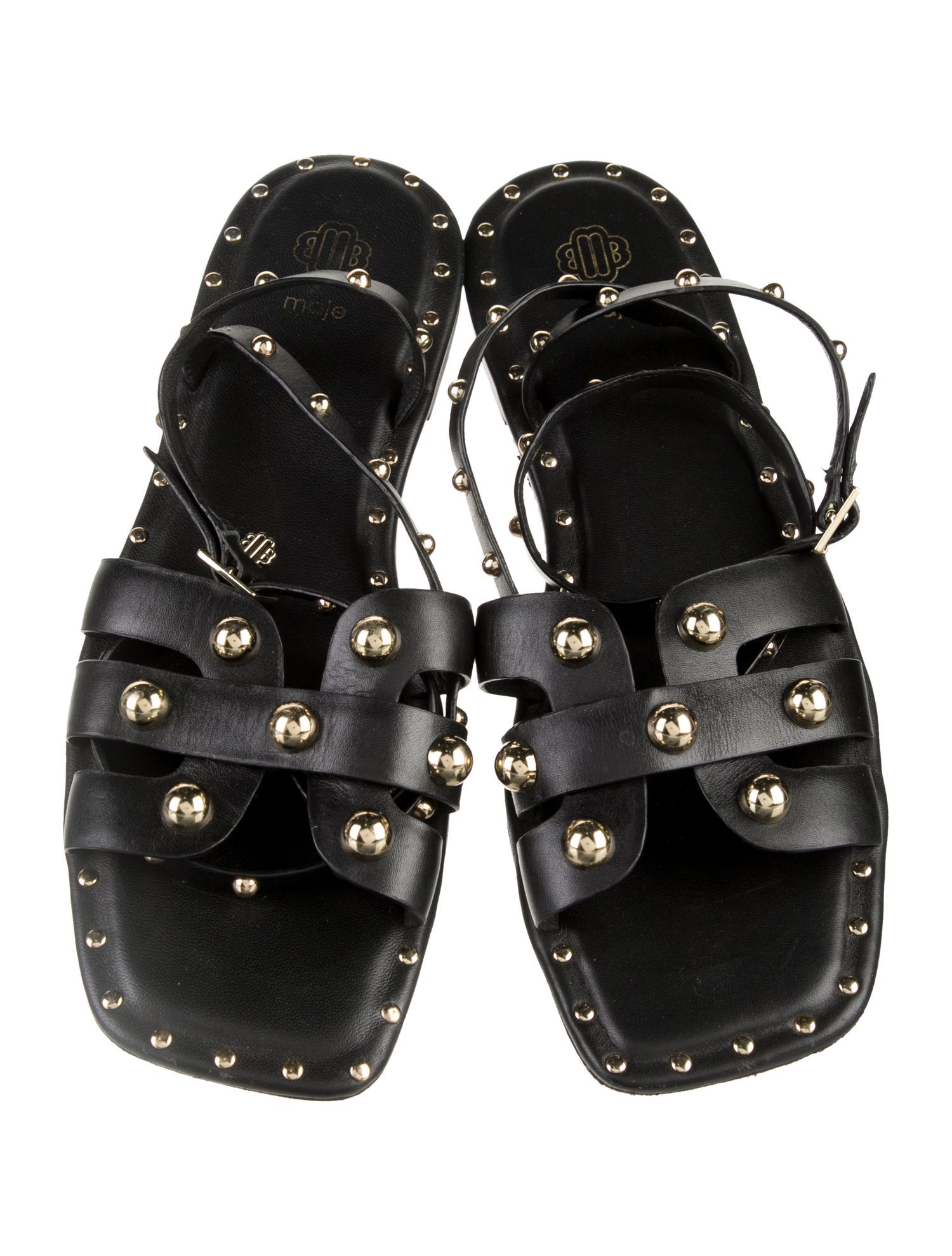 Maje Leather Floral Print Gladiator Sandals