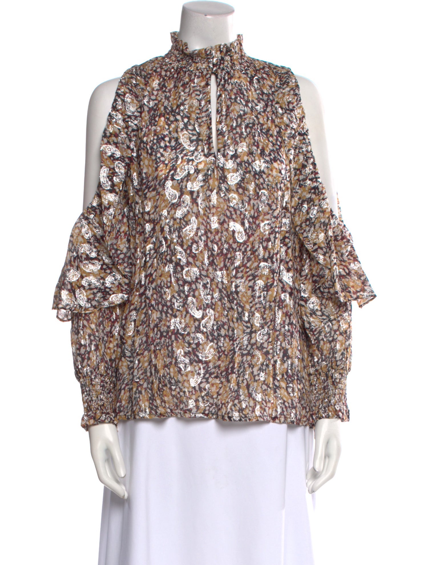 Maje Printed Mock Neck Blouse w/ Tags