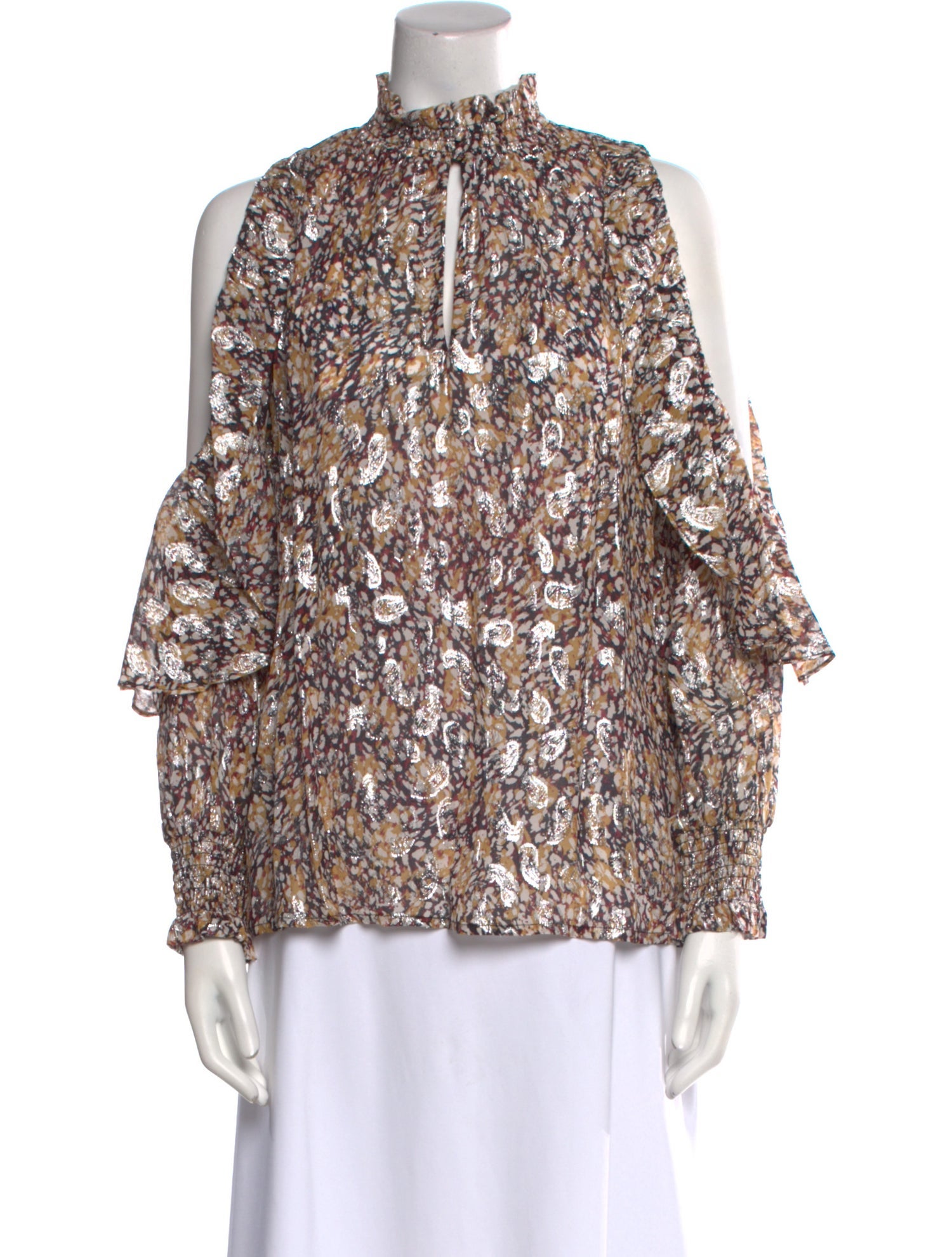 Maje Floral Print Mock Neck Blouse w/ Tags