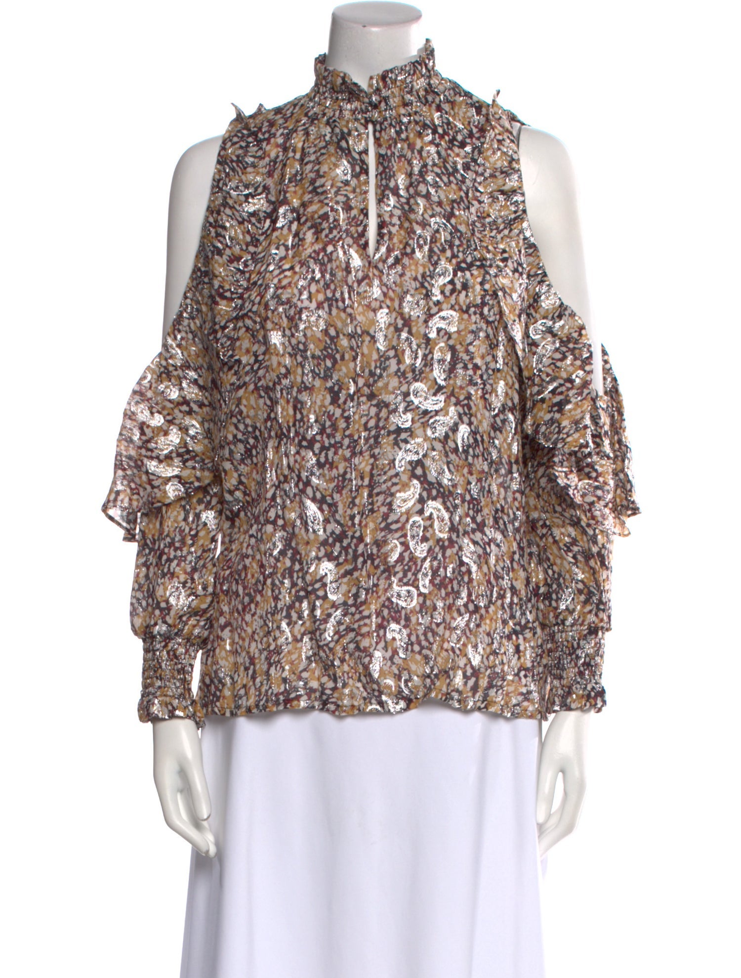 Maje Printed Mock Neck Blouse w/ Tags