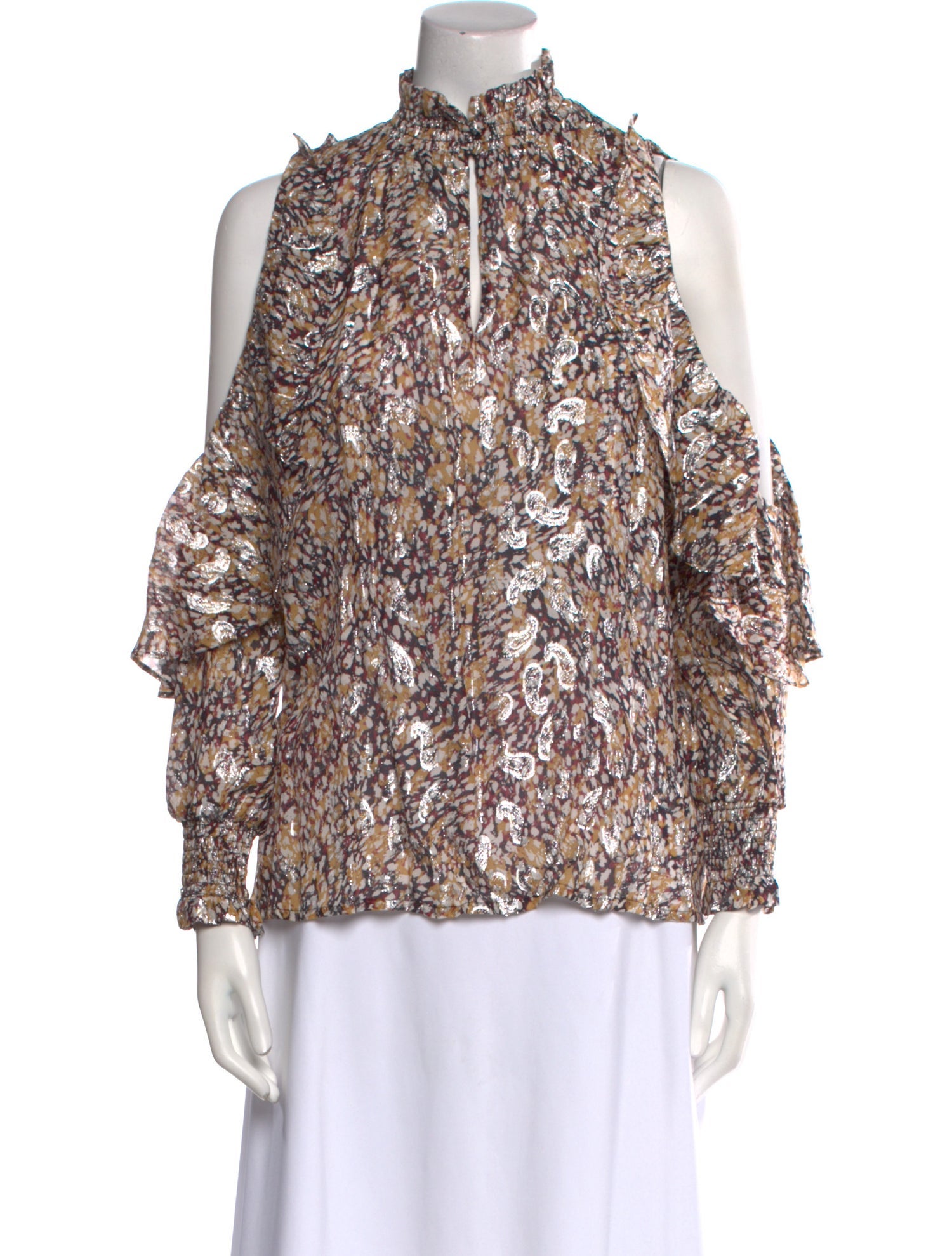 Maje Paisley Print Mock Neck Blouse w/ Tags