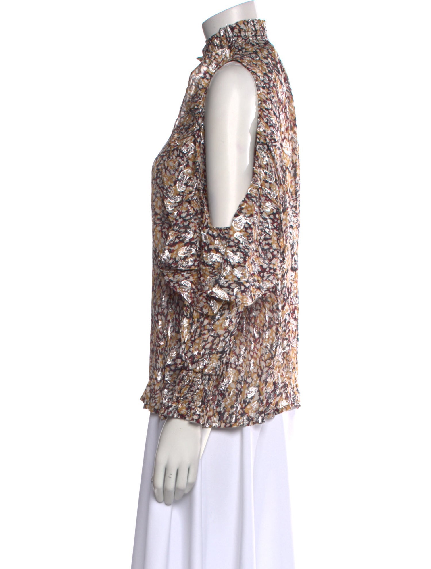 Maje Paisley Print Mock Neck Blouse w/ Tags