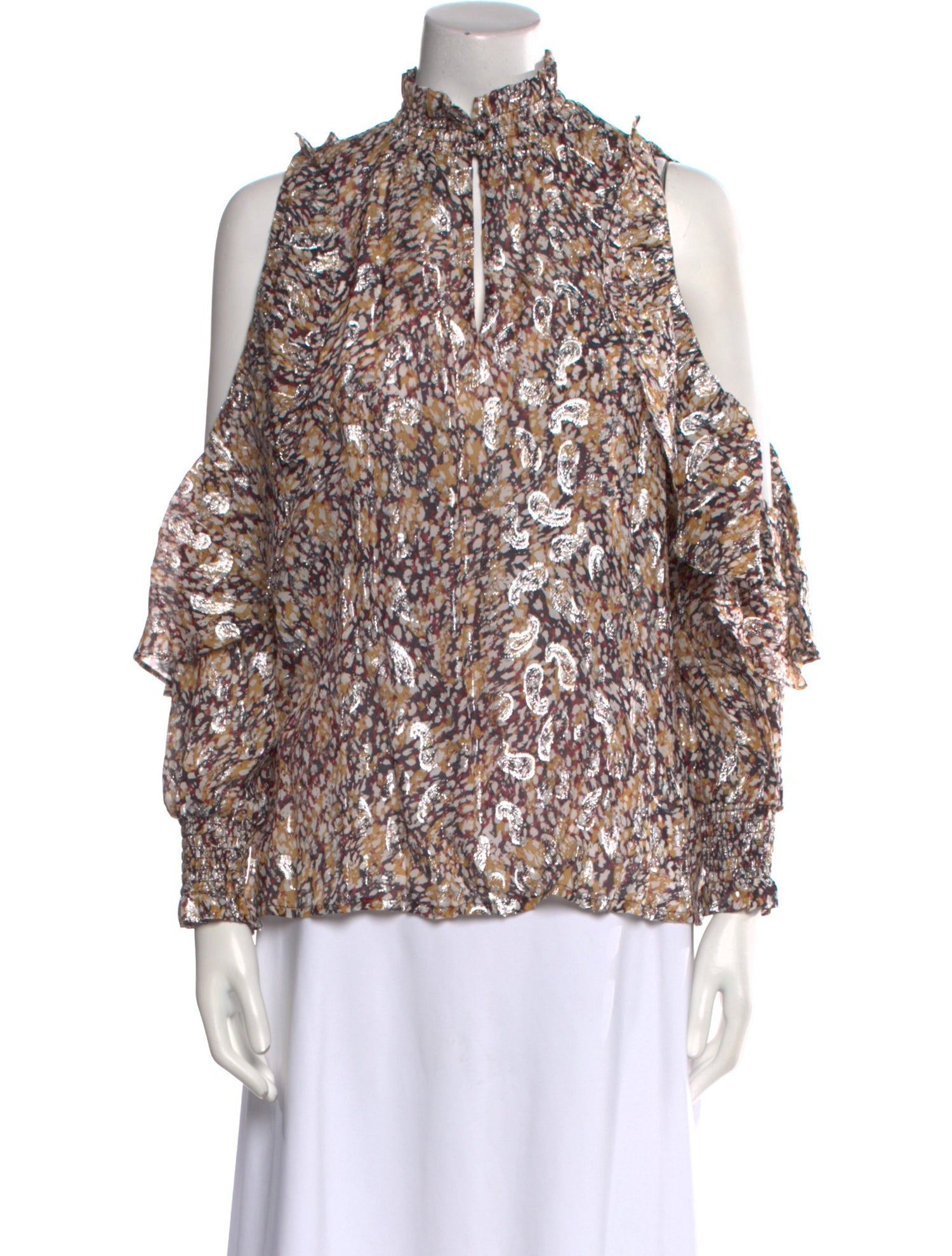 Maje Paisley Print Mock Neck Blouse w/ Tags