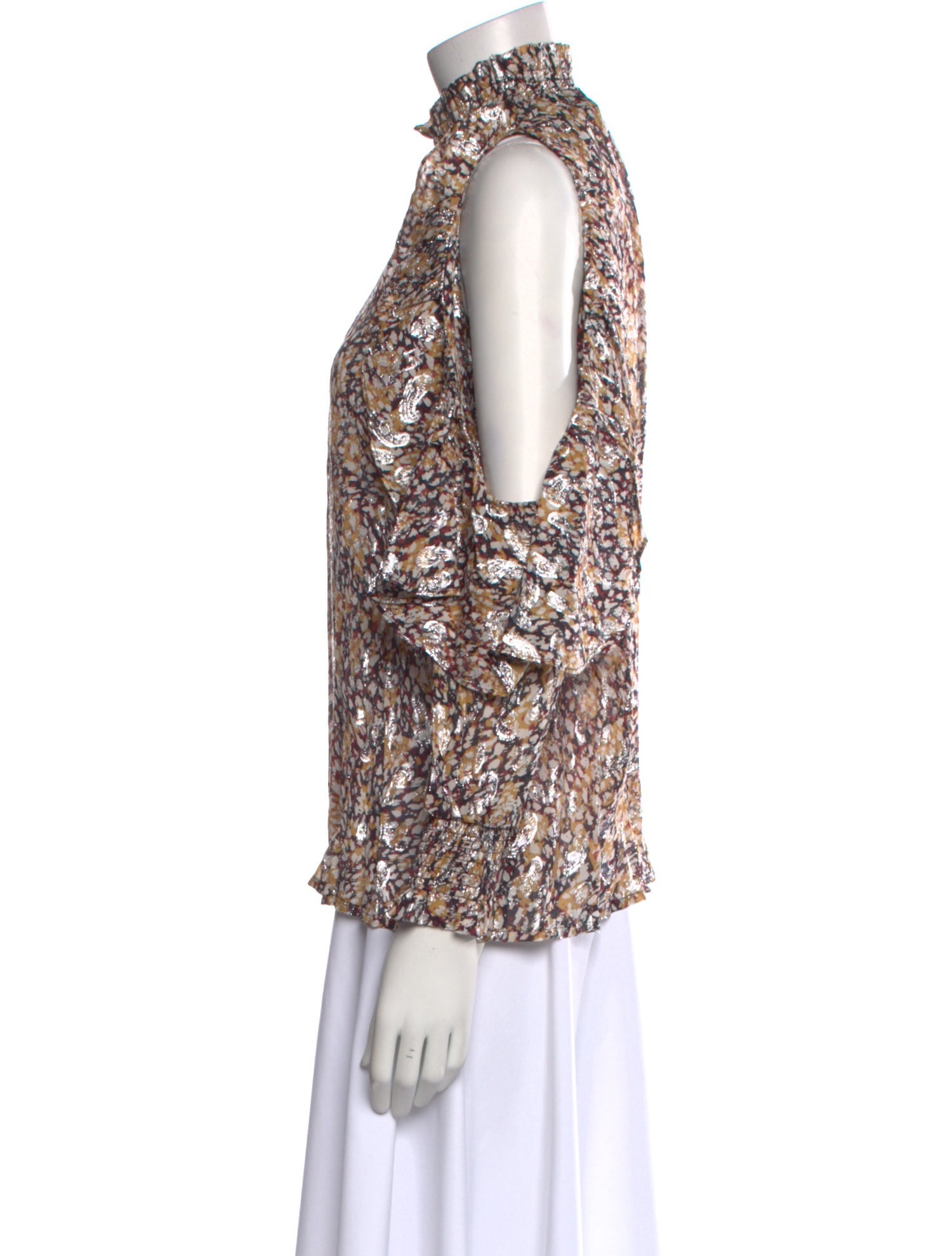 Maje Paisley Print Mock Neck Blouse w/ Tags