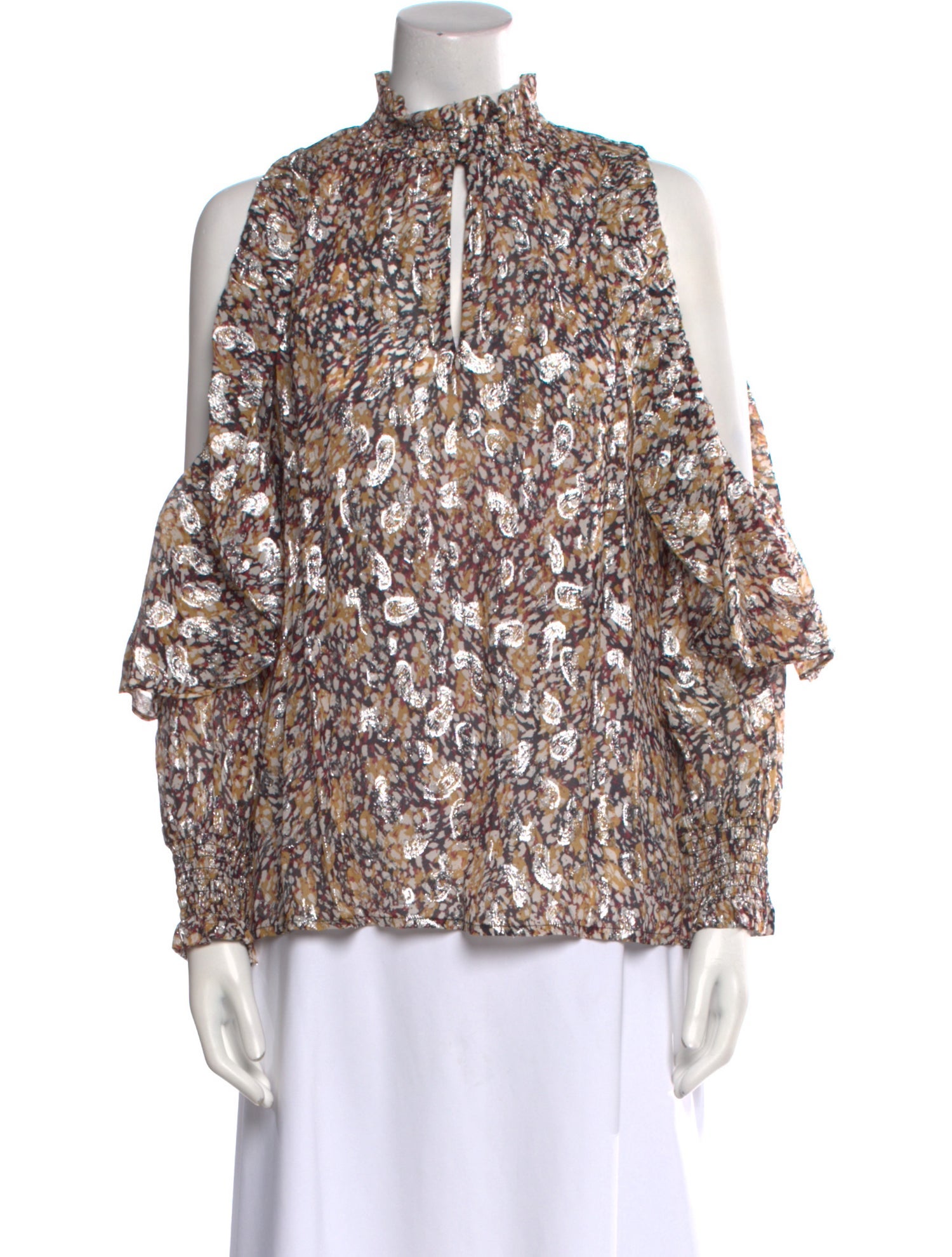 Maje Floral Print Mock Neck Blouse w/ Tags