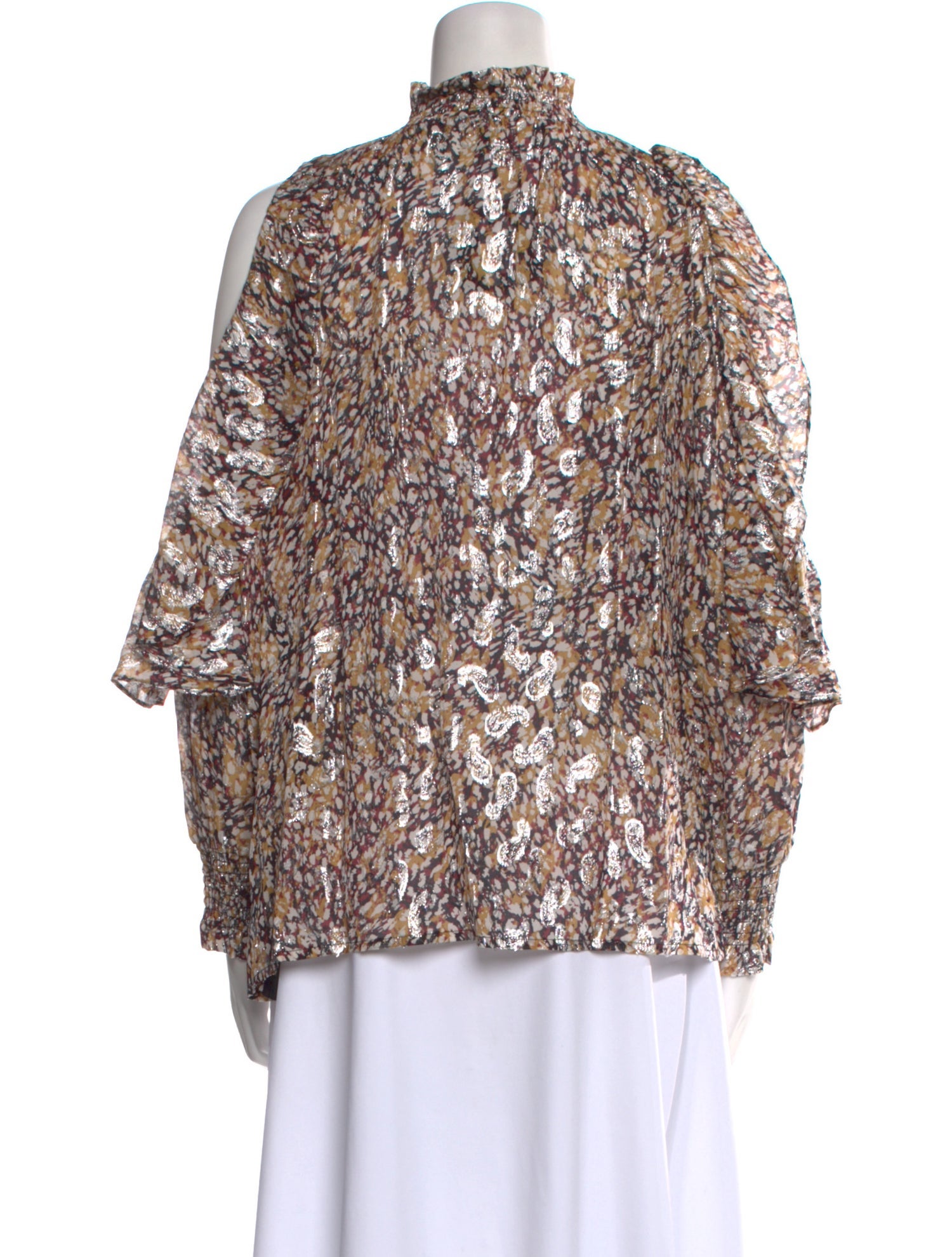 Maje Printed Mock Neck Blouse