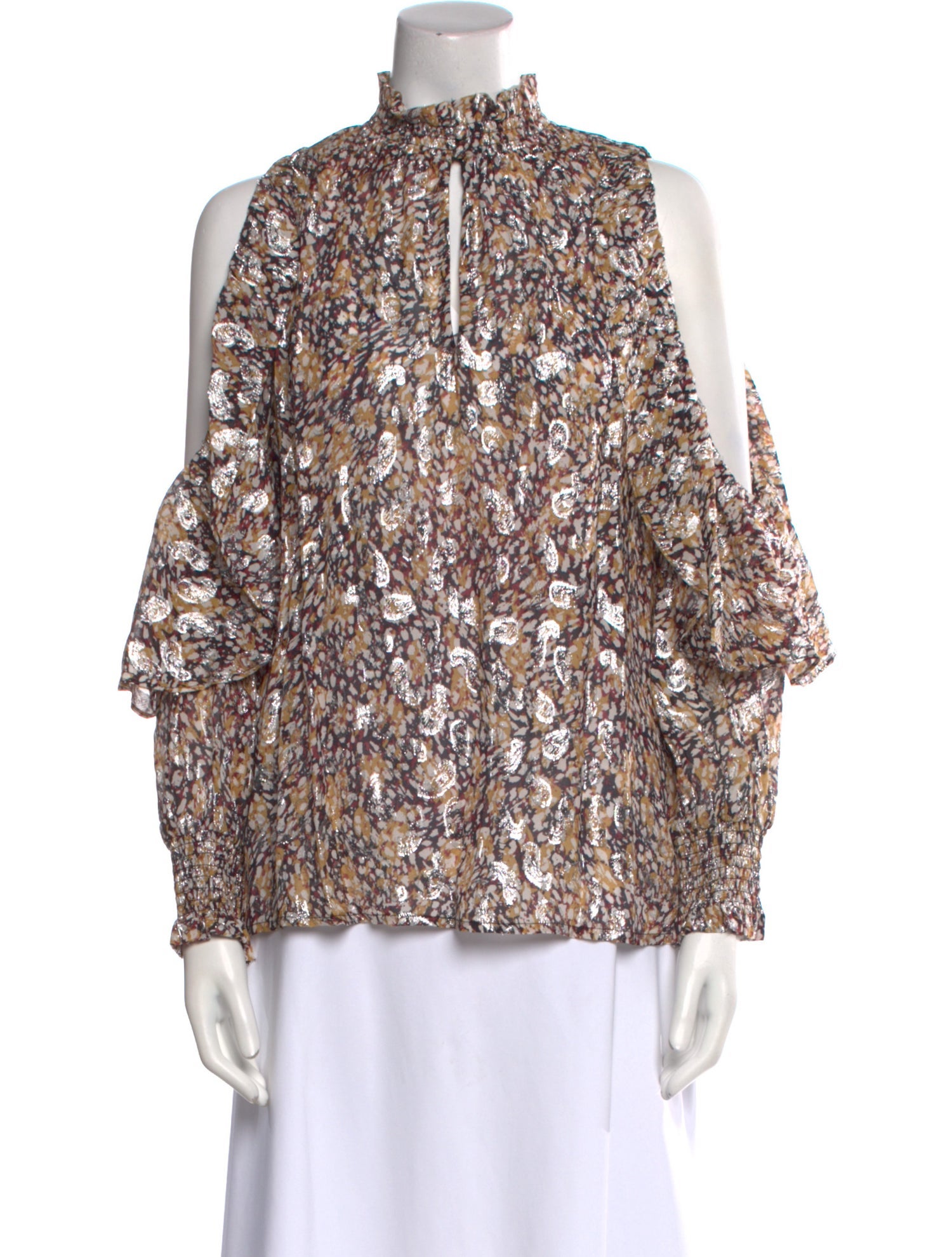 Maje Floral Print Mock Neck Blouse w/ Tags