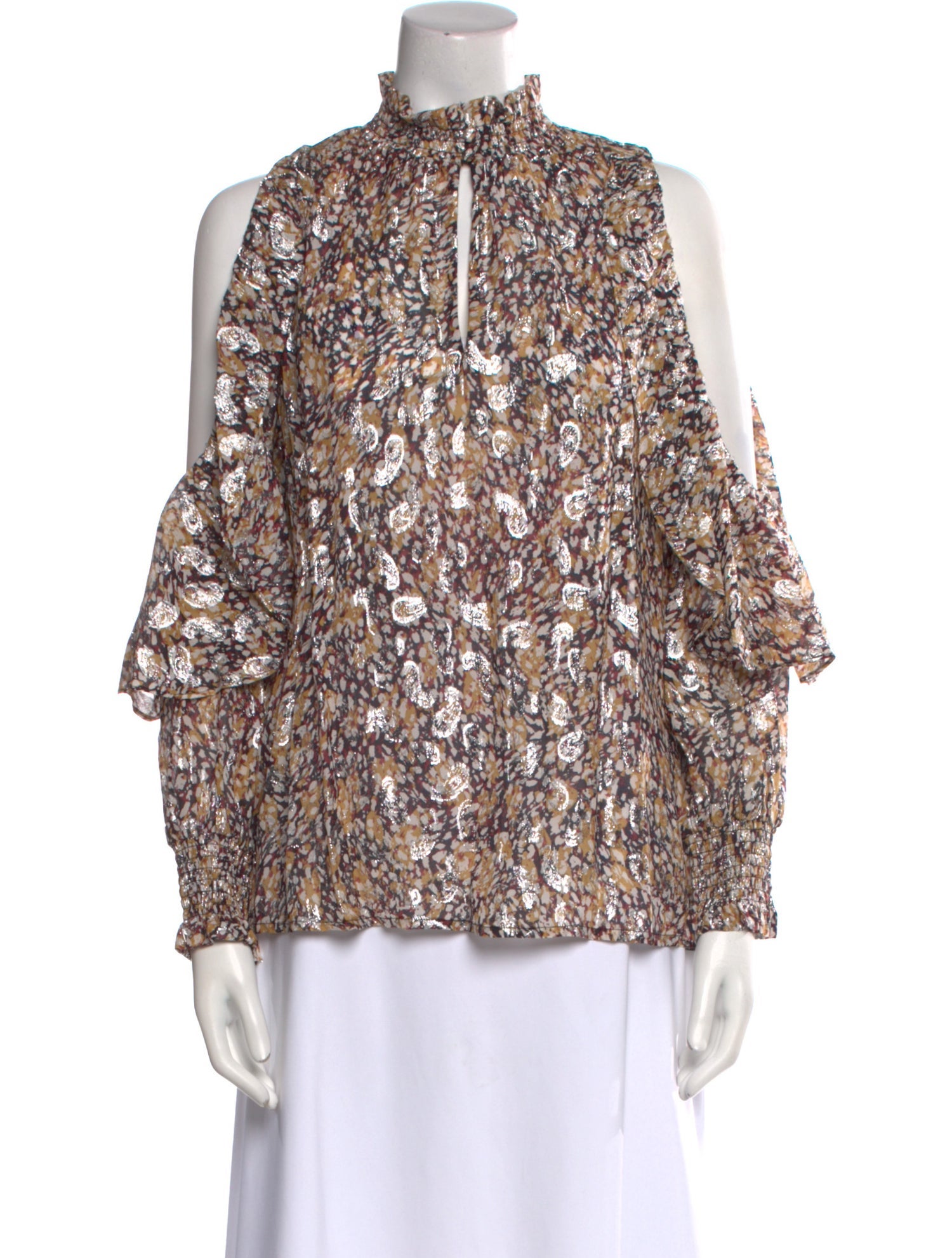 Maje Floral Print Mock Neck Blouse w/ Tags