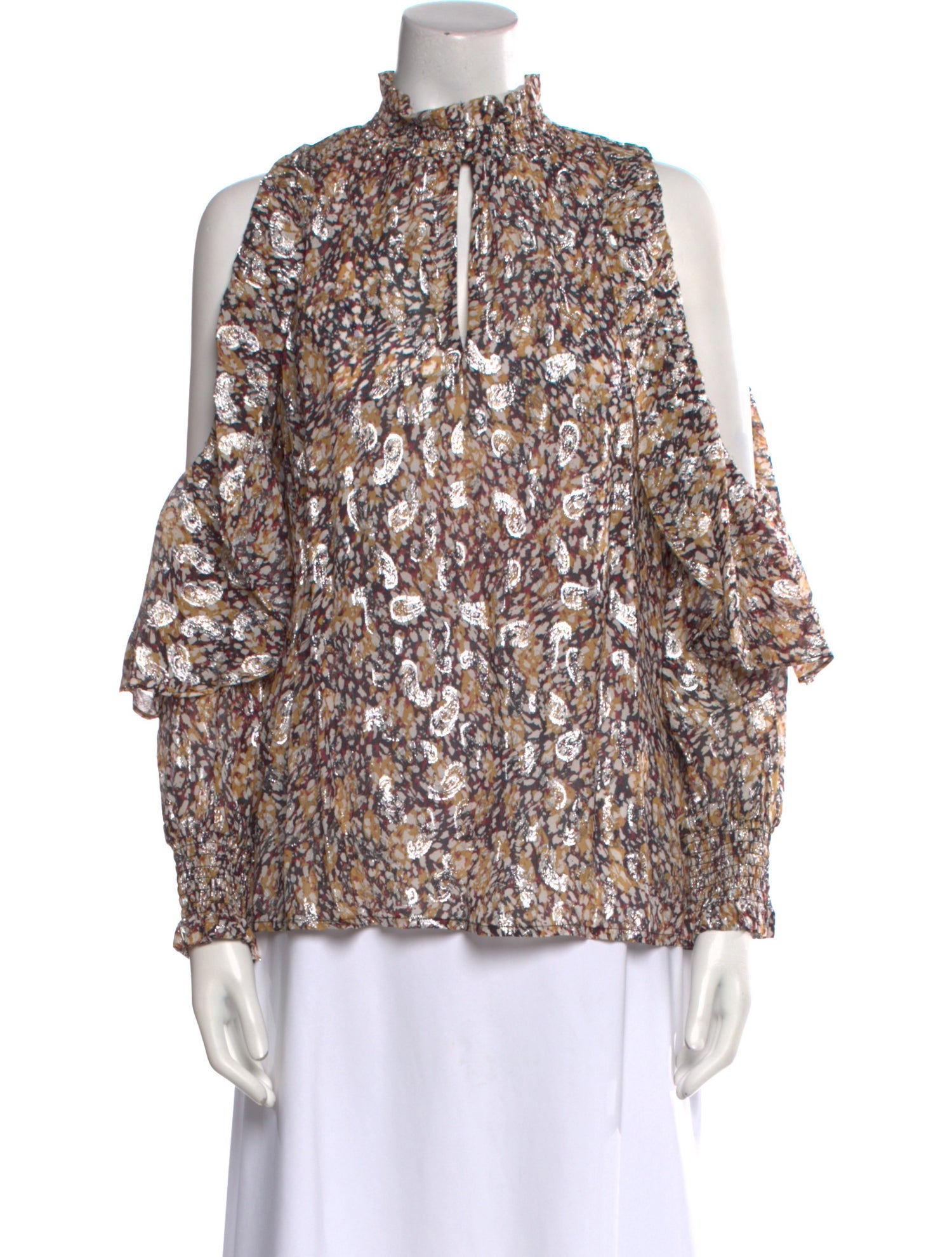 Maje Floral Print Mock Neck Blouse w/ Tags