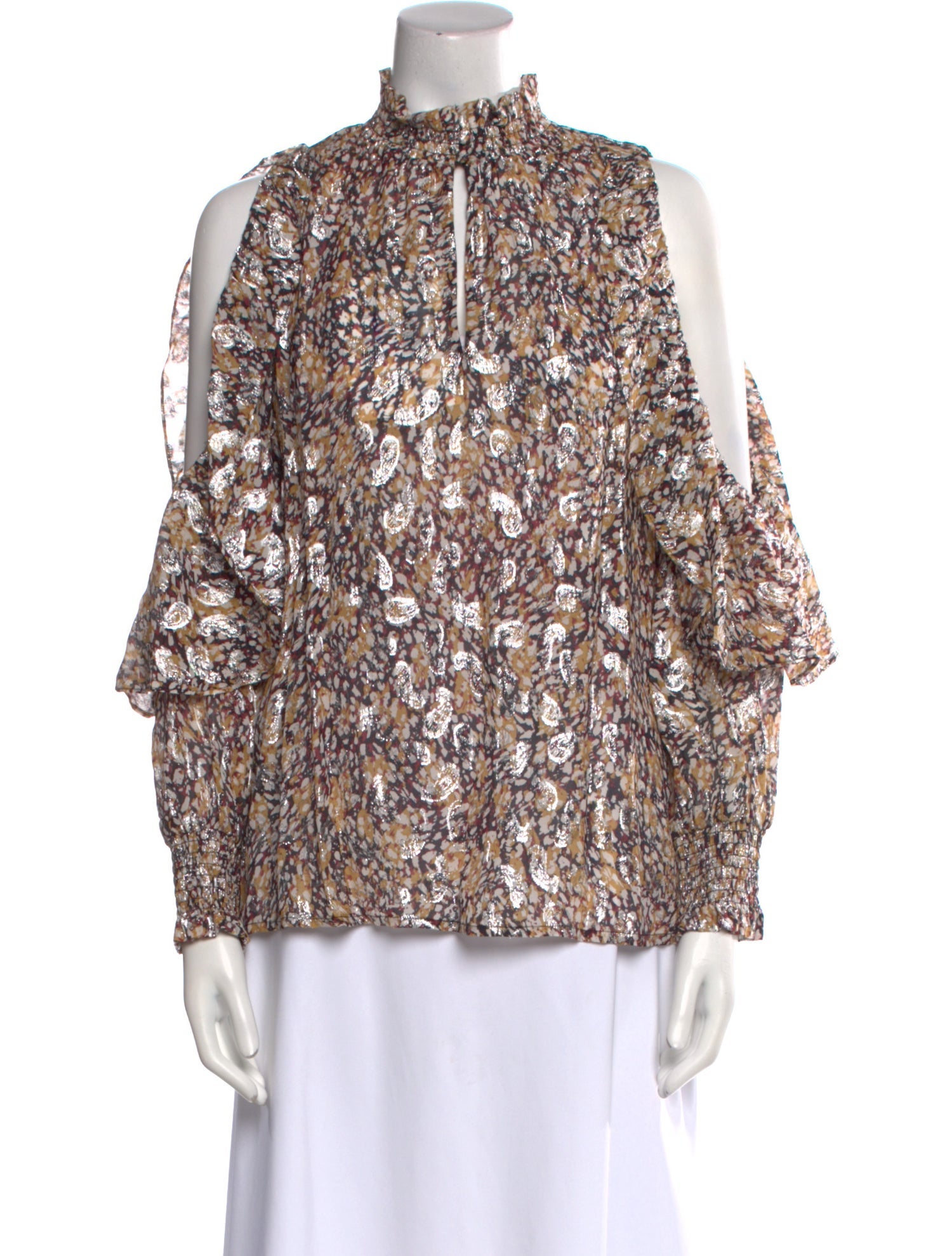 Maje Printed Mock Neck Blouse w/ Tags