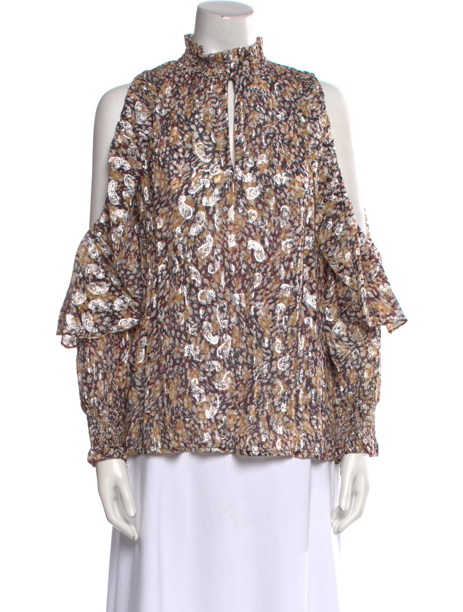 Maje Printed Mock Neck Blouse w/ Tags