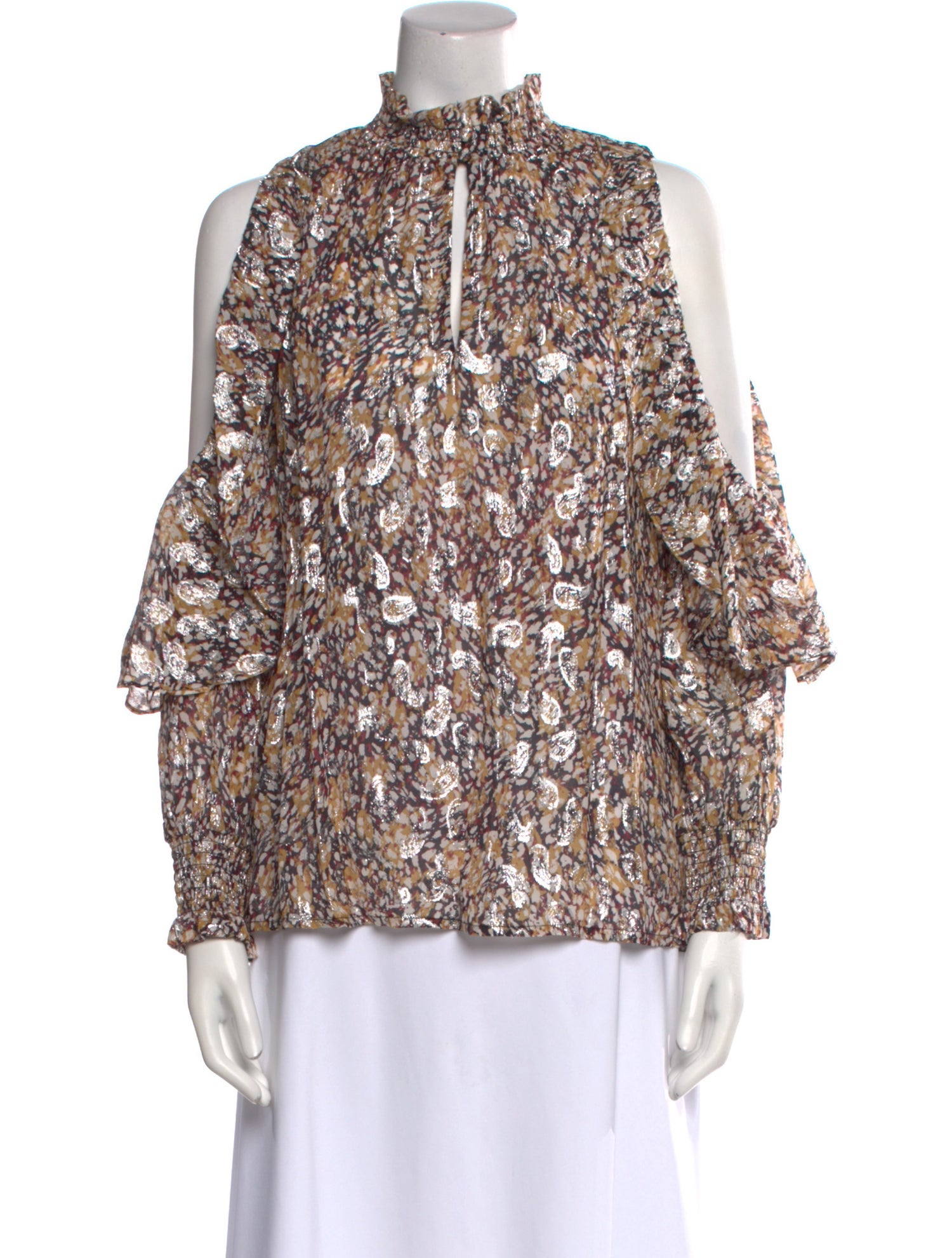 Maje Floral Print Mock Neck Blouse w/ Tags