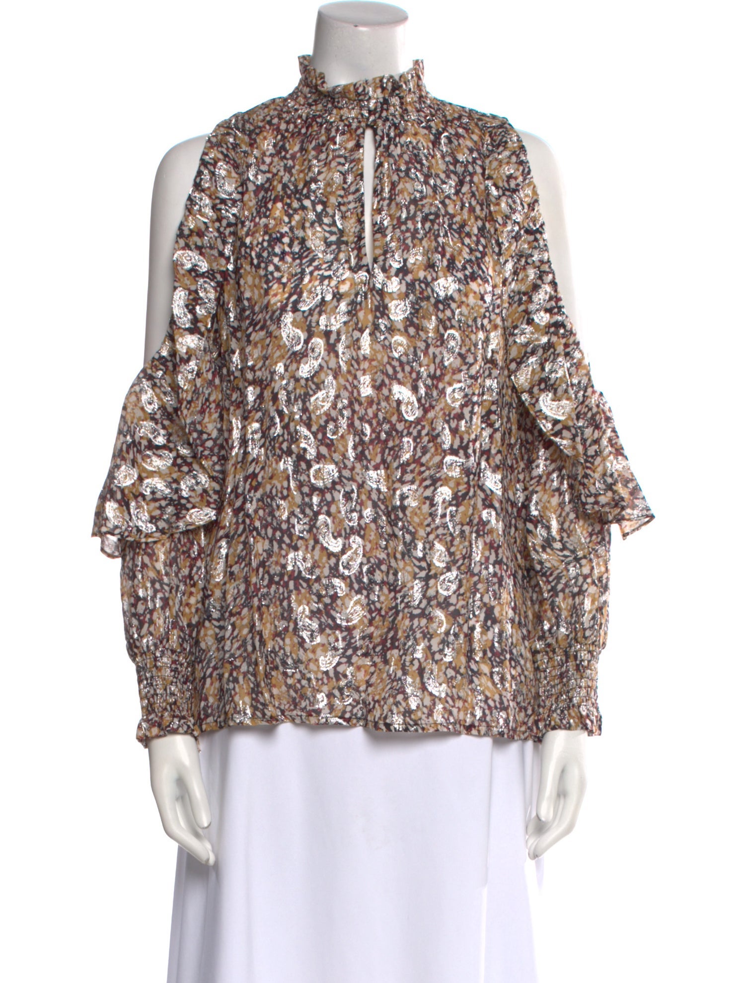 Maje Floral Print Mock Neck Blouse w/ Tags