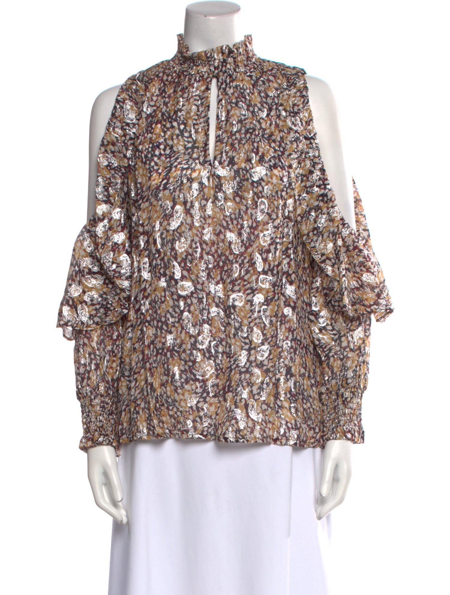 Maje Floral Print Mock Neck Blouse w/ Tags