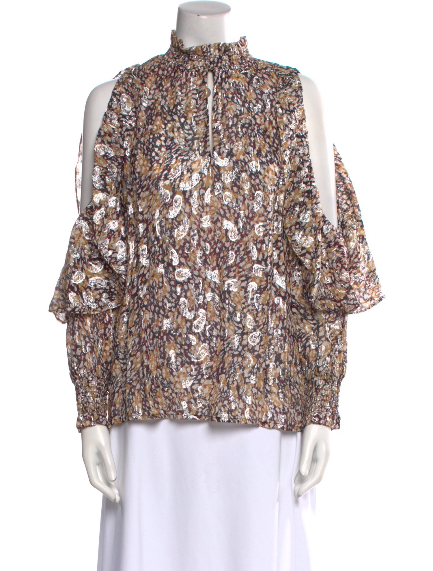 Maje Floral Print Mock Neck Blouse w/ Tags