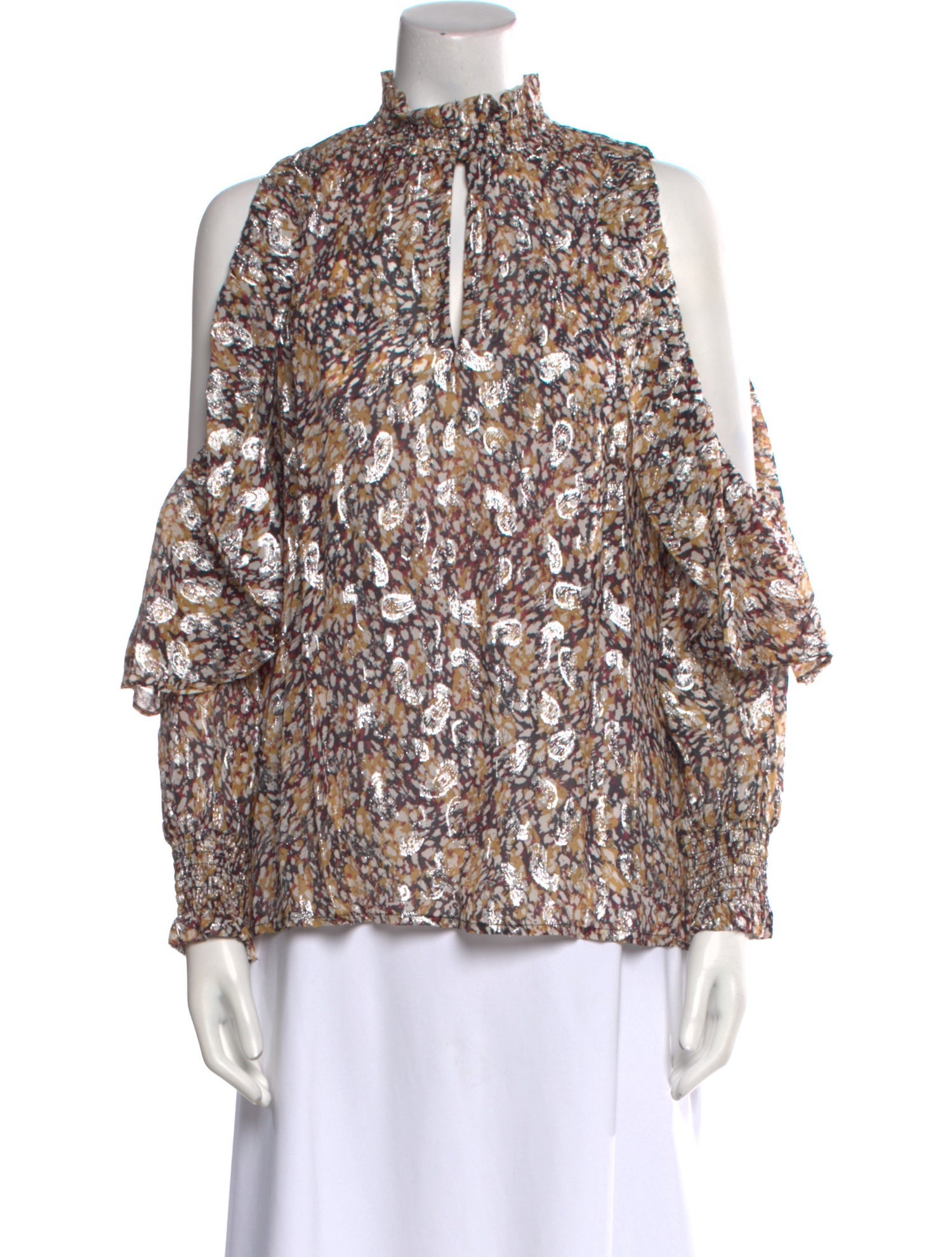 Maje Floral Print Mock Neck Blouse w/ Tags